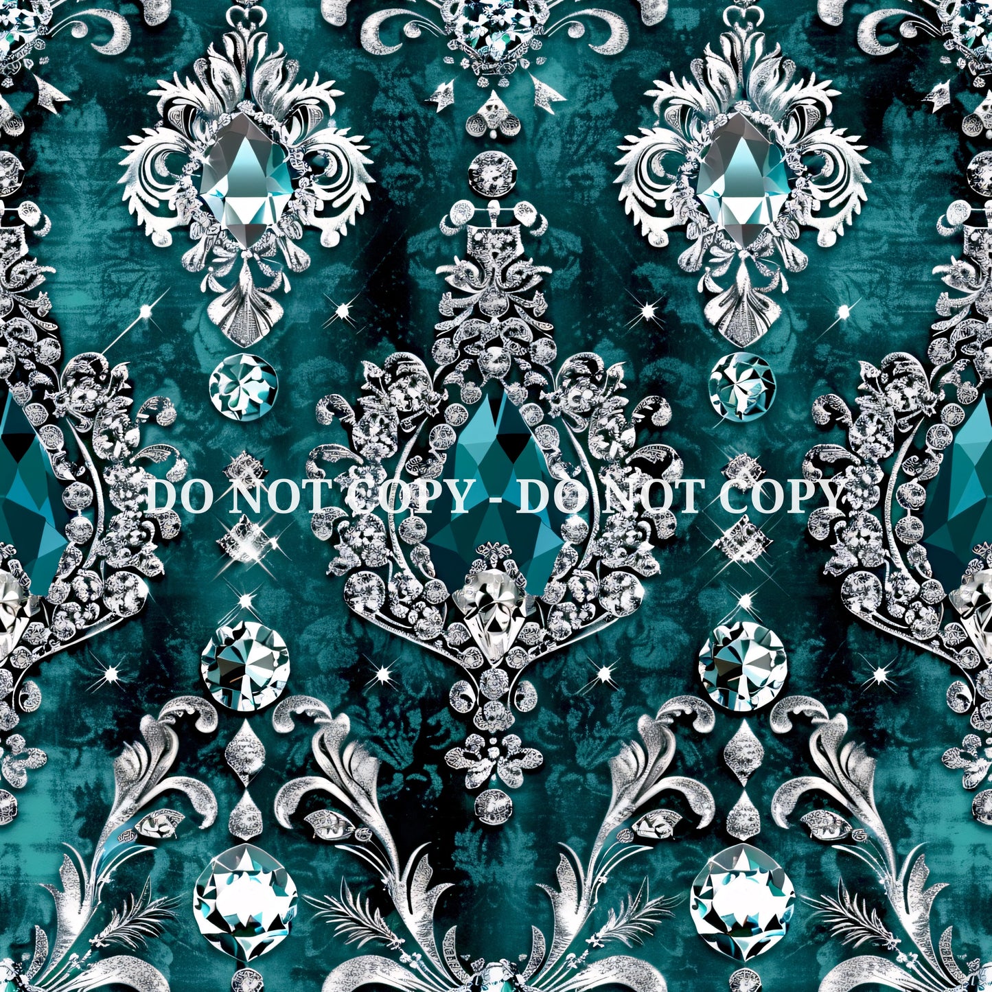 TEAL JEWELED DAMASK - MULTIPLE VARIATIONS