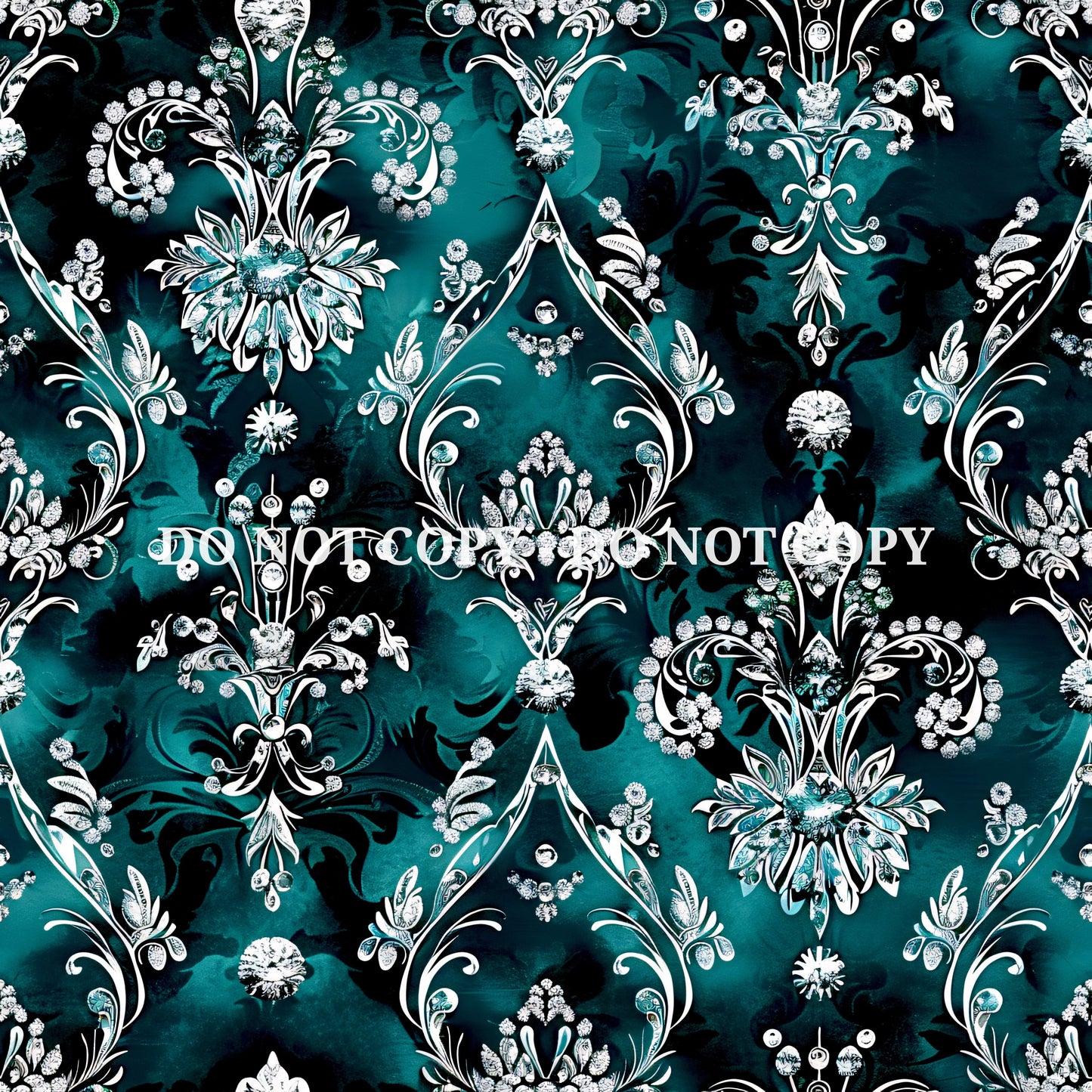 TEAL JEWELED DAMASK - MULTIPLE VARIATIONS