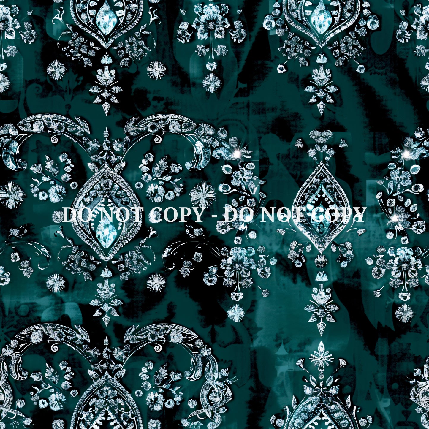 TEAL JEWELED DAMASK - MULTIPLE VARIATIONS
