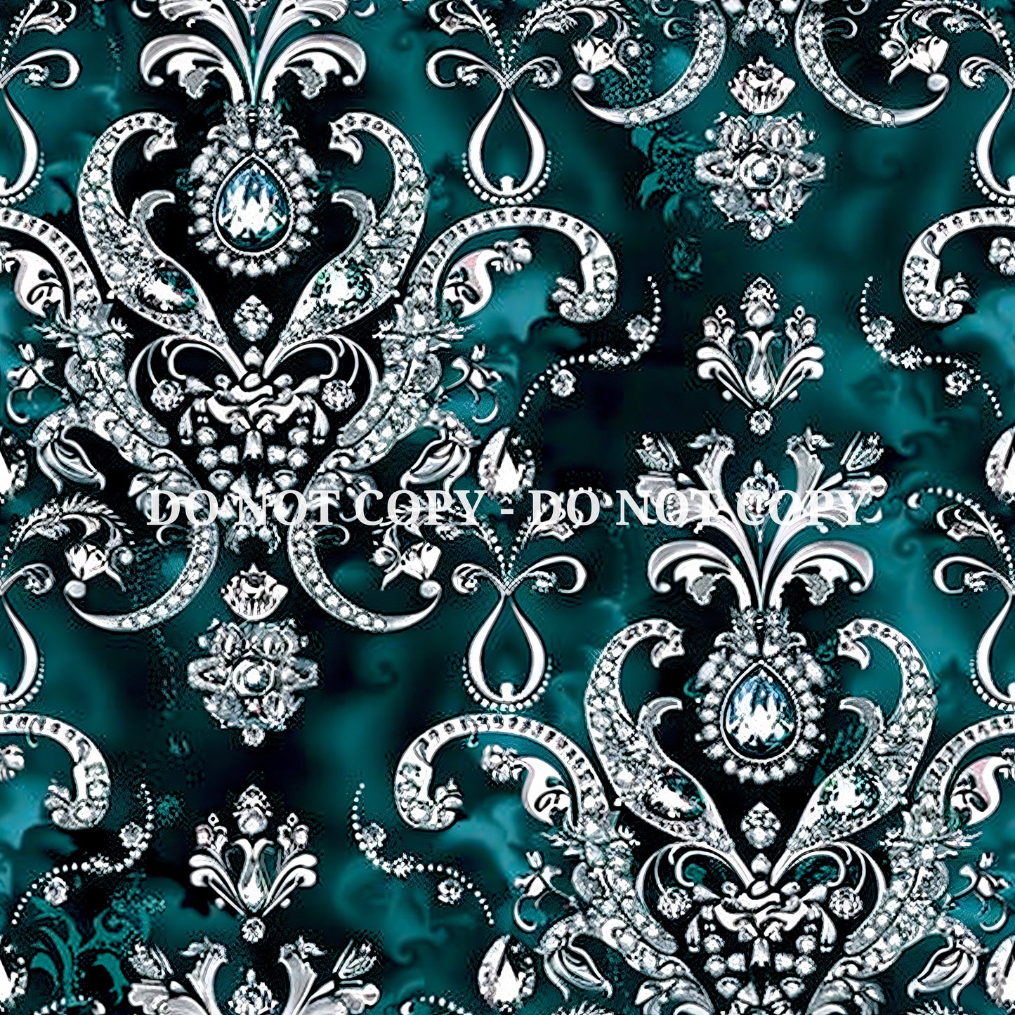 TEAL JEWELED DAMASK - MULTIPLE VARIATIONS