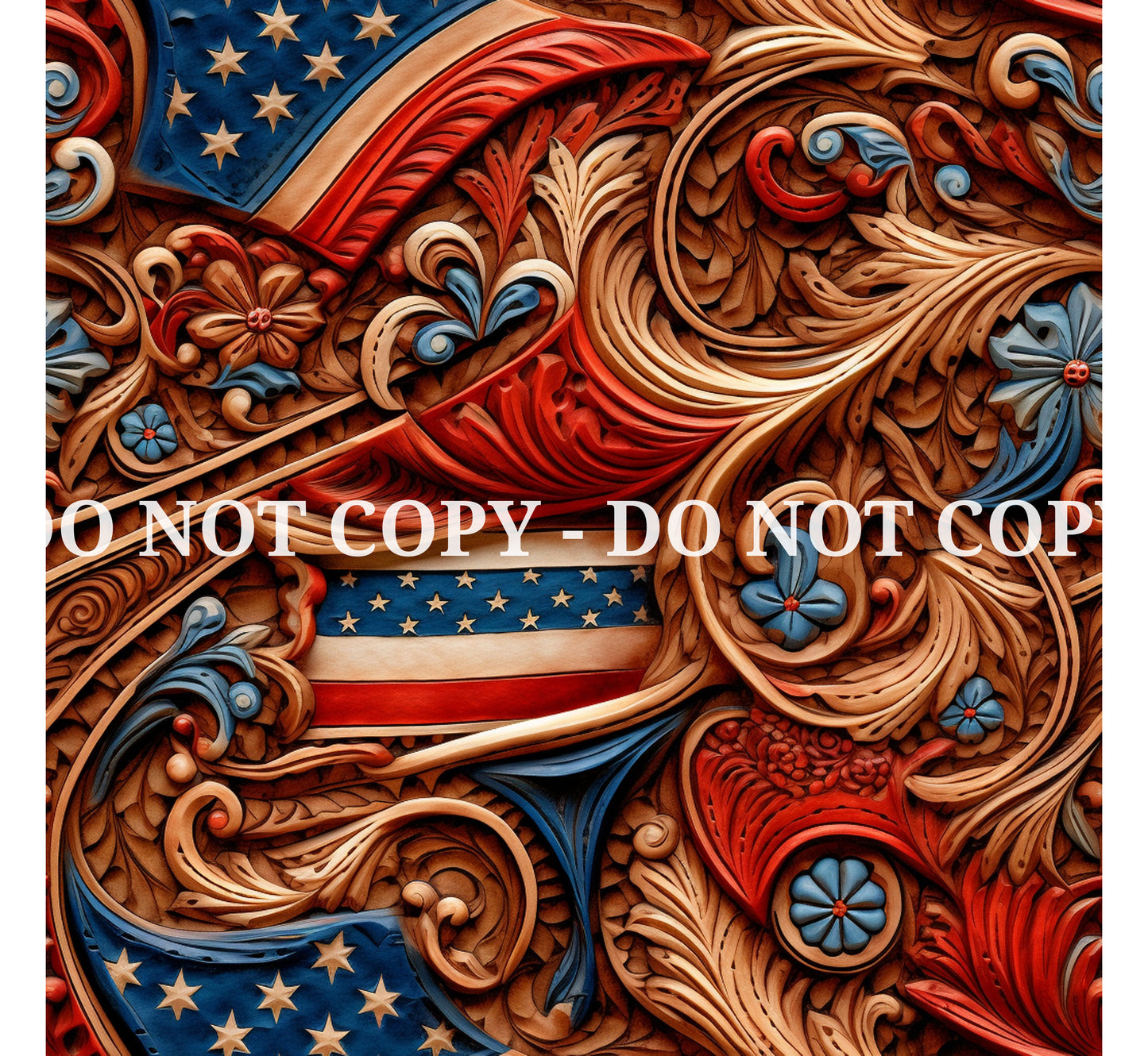 RED WHITE AND BLUE CARVED WOOD - MULTIPLE VARIATIONS