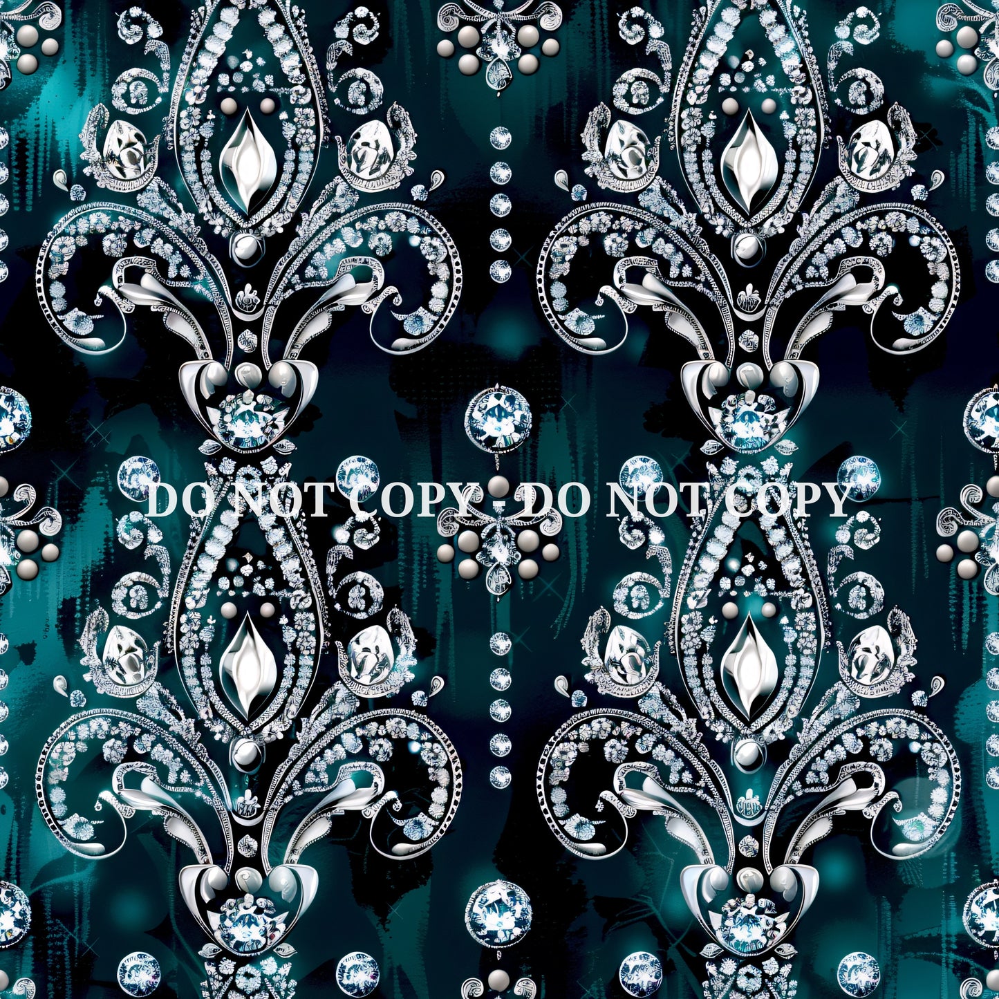 TEAL JEWELED DAMASK - MULTIPLE VARIATIONS