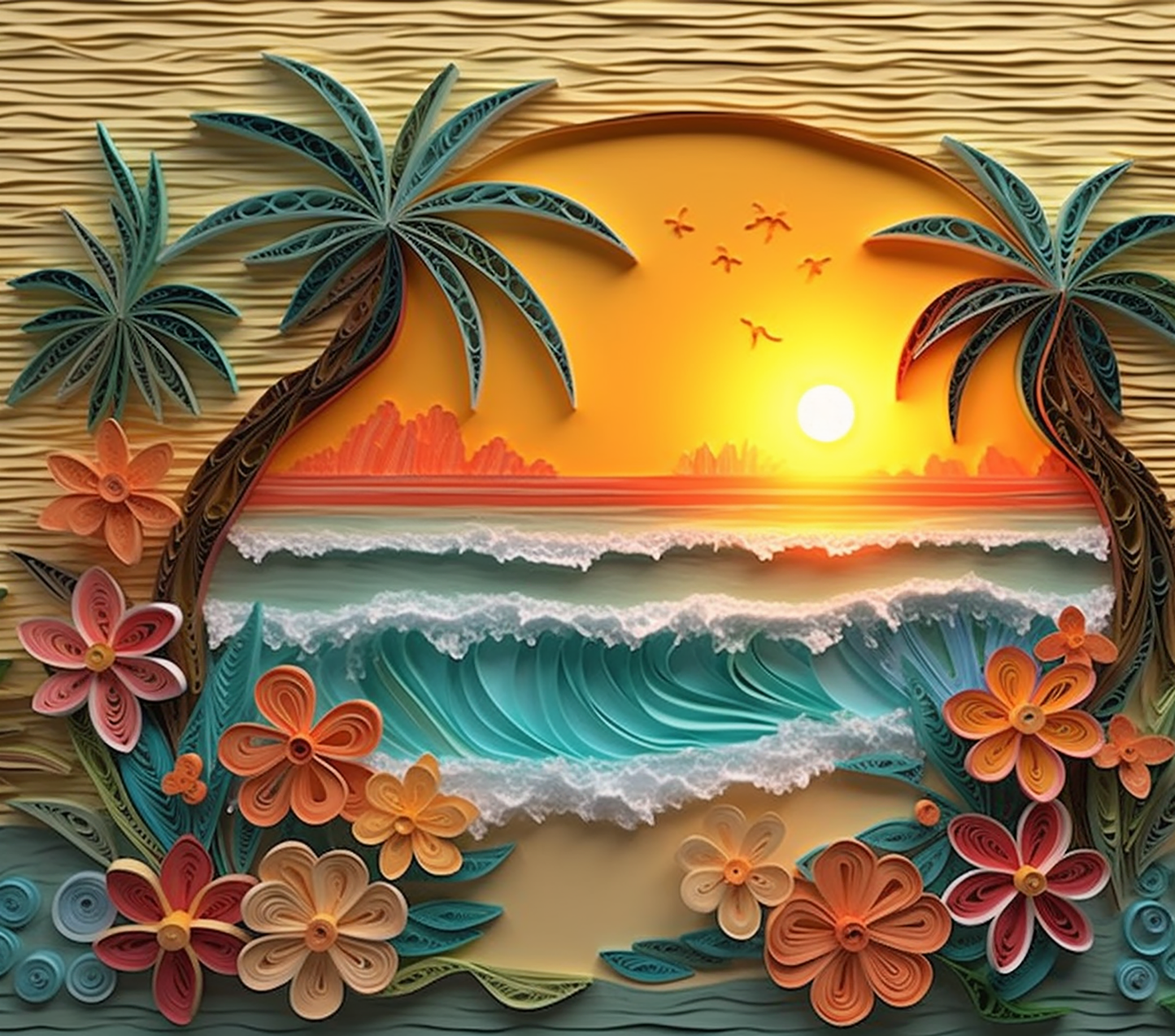 3D BEACH SUNSET