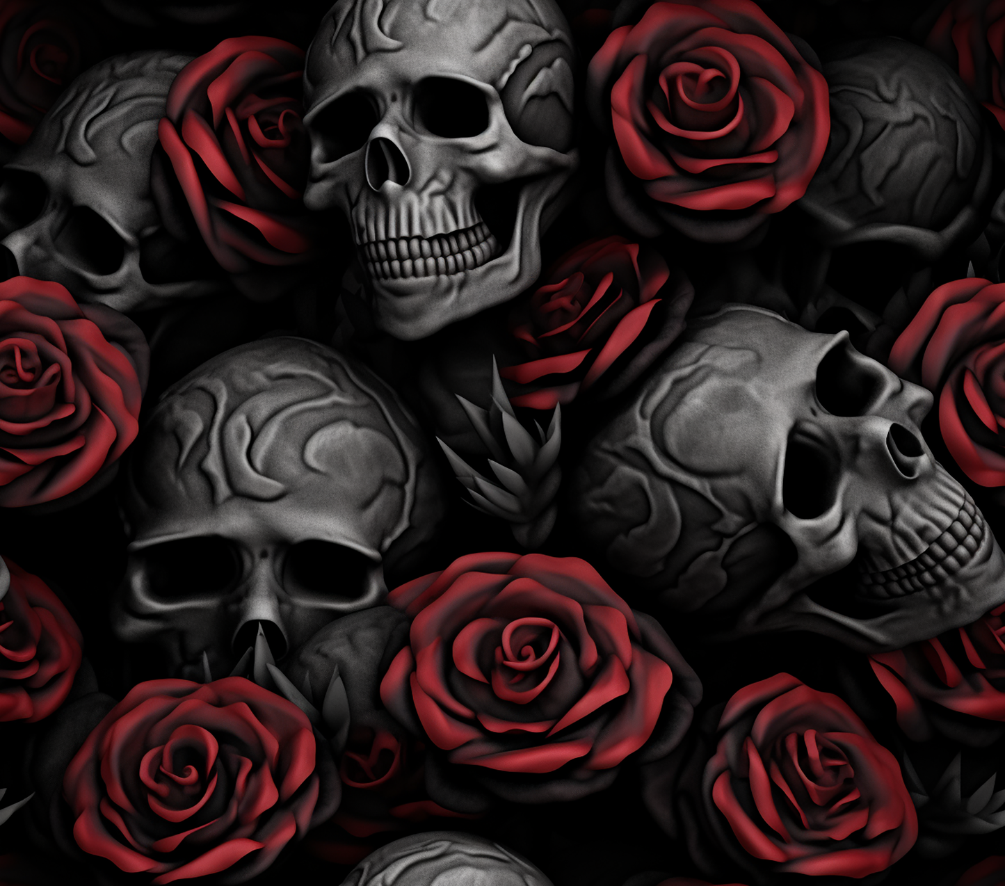 3D BLACK SKULL FLORAL CERAMIC