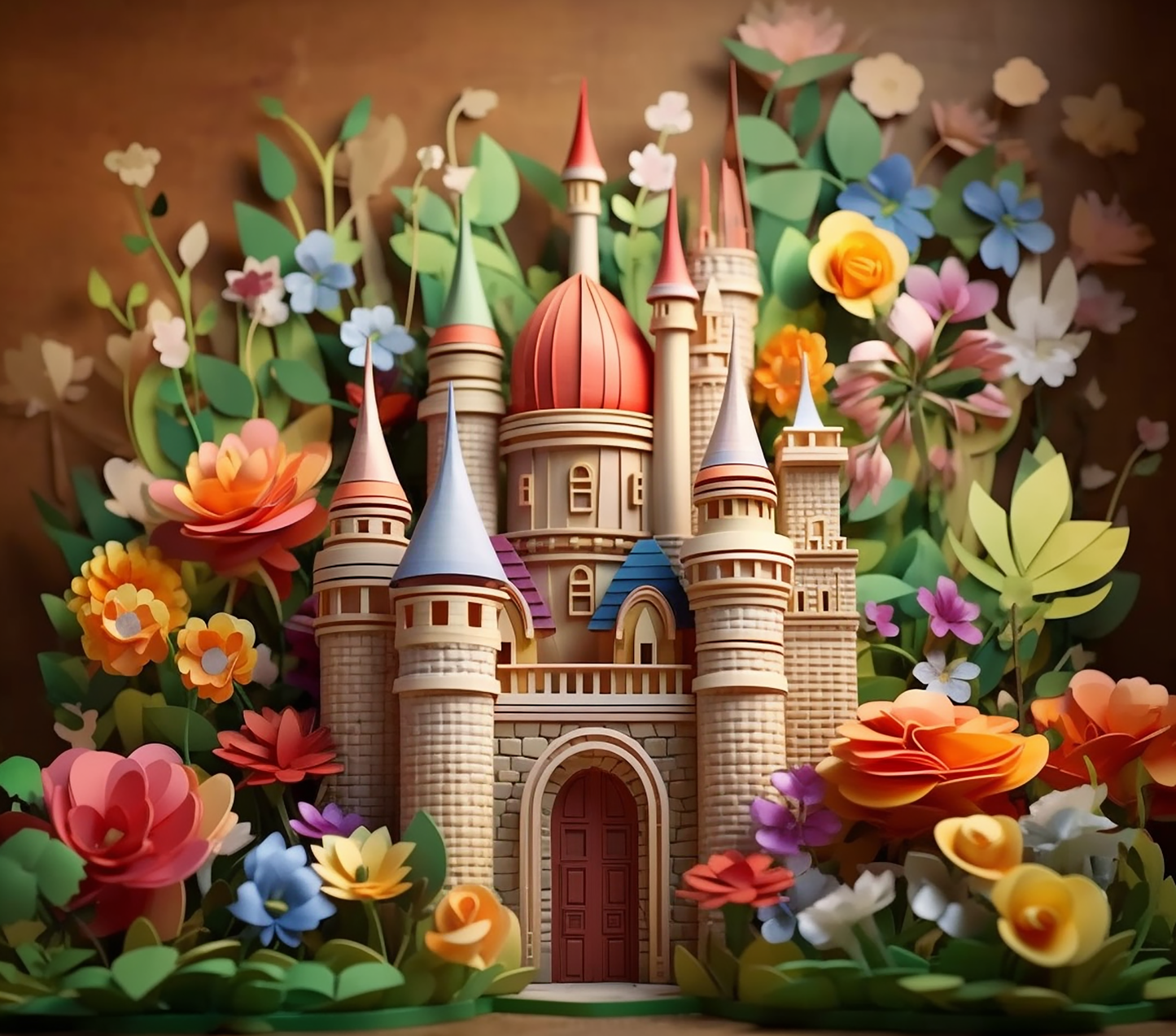 3D CASTLE FLOWERS LANDSCAPE