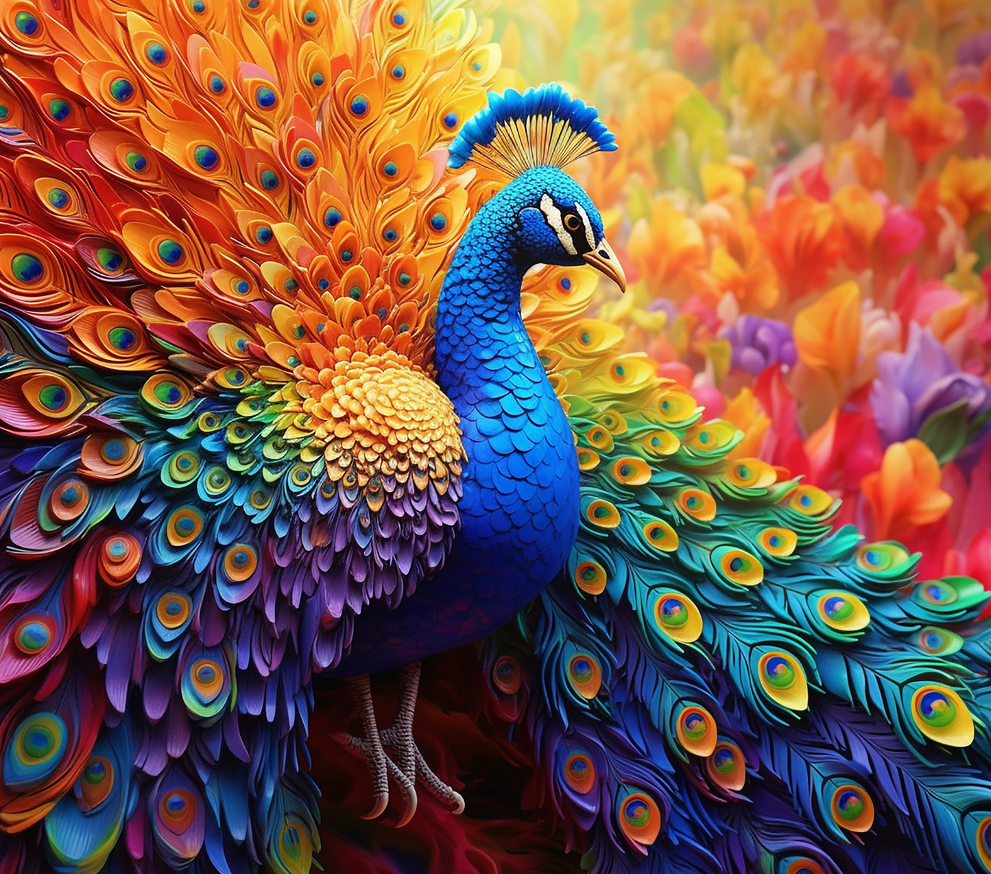 3D COLORFUL RAINBOW PEACOCK