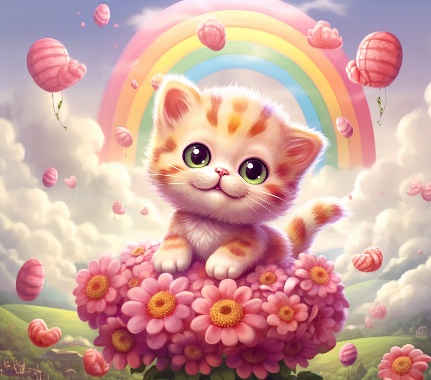 3D KITTY CAT RAINBOW