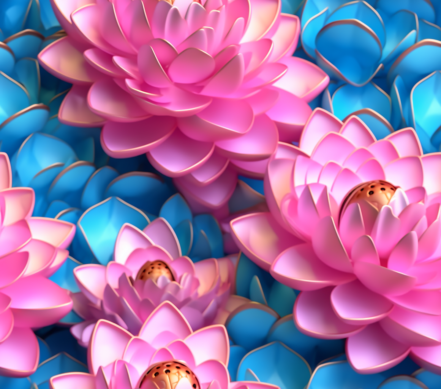 3D SEAMLESS LOTUS FLOWERS