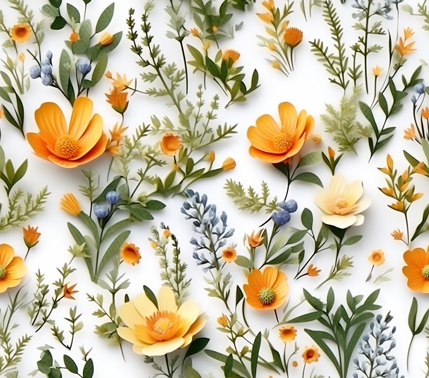 3D Seamless plants and flowers
