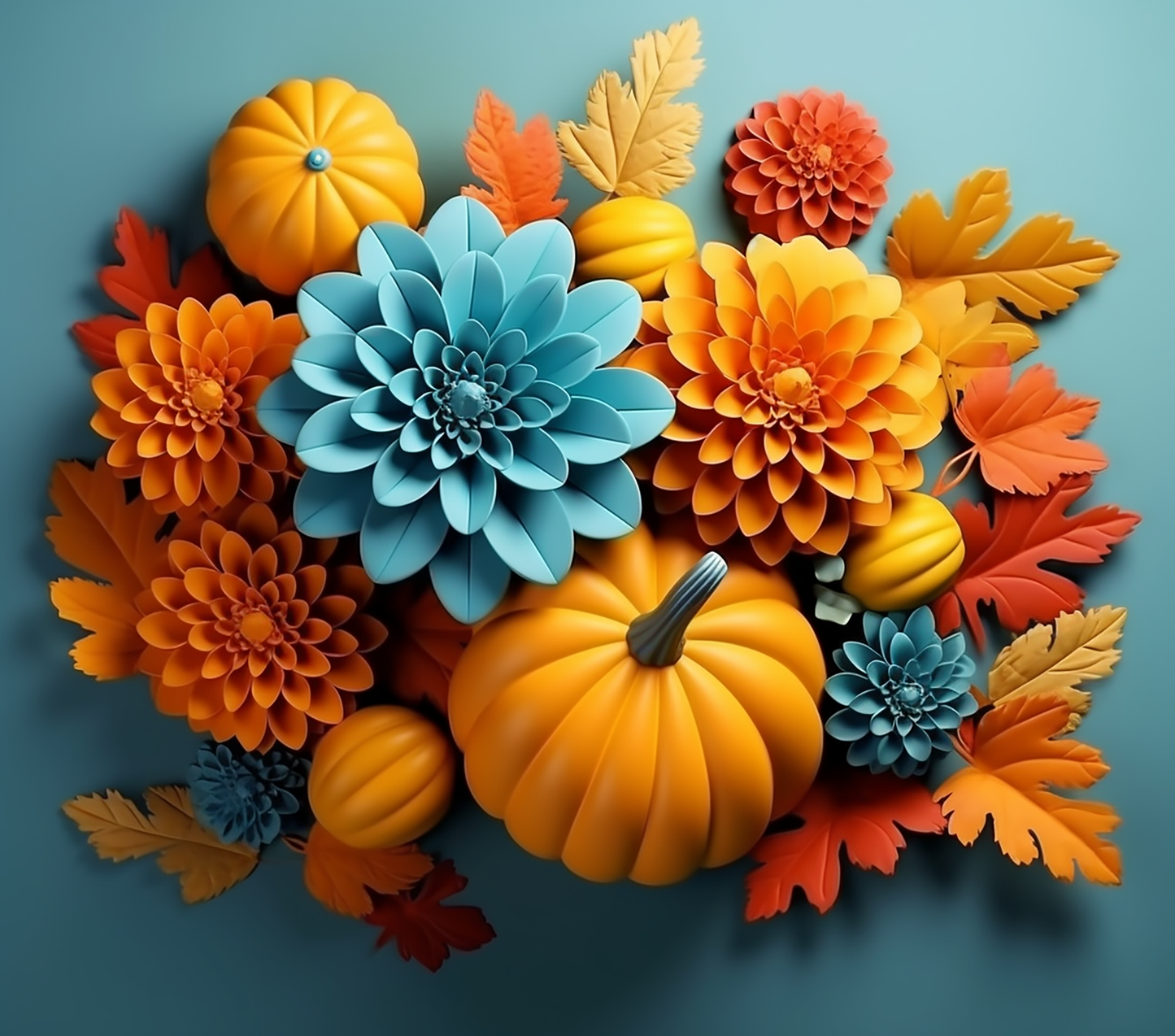 3d colorful pumpkins fall floral