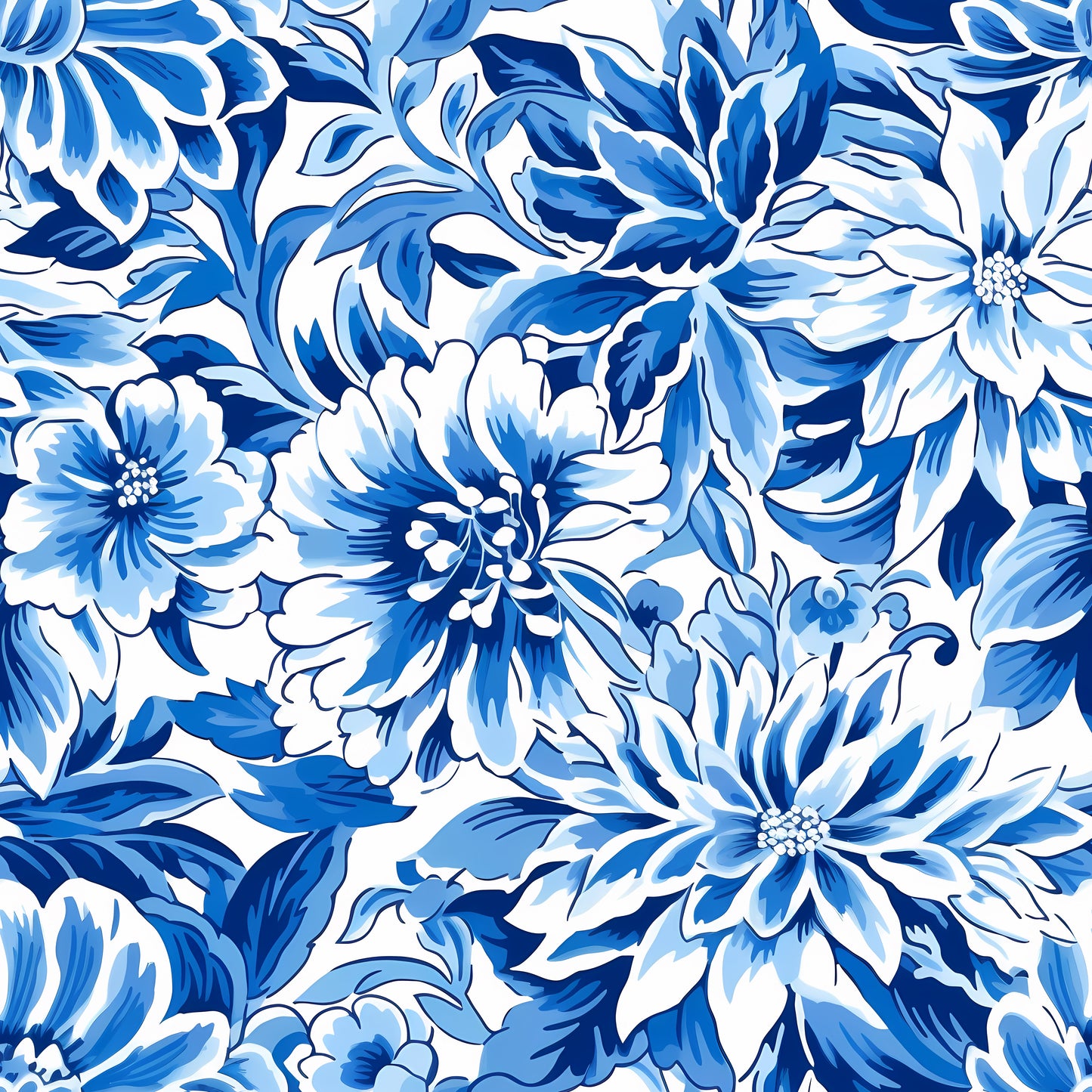 PREPPY WHITE AND BLUE FLORAL - MULTIPLE VARIATIONS