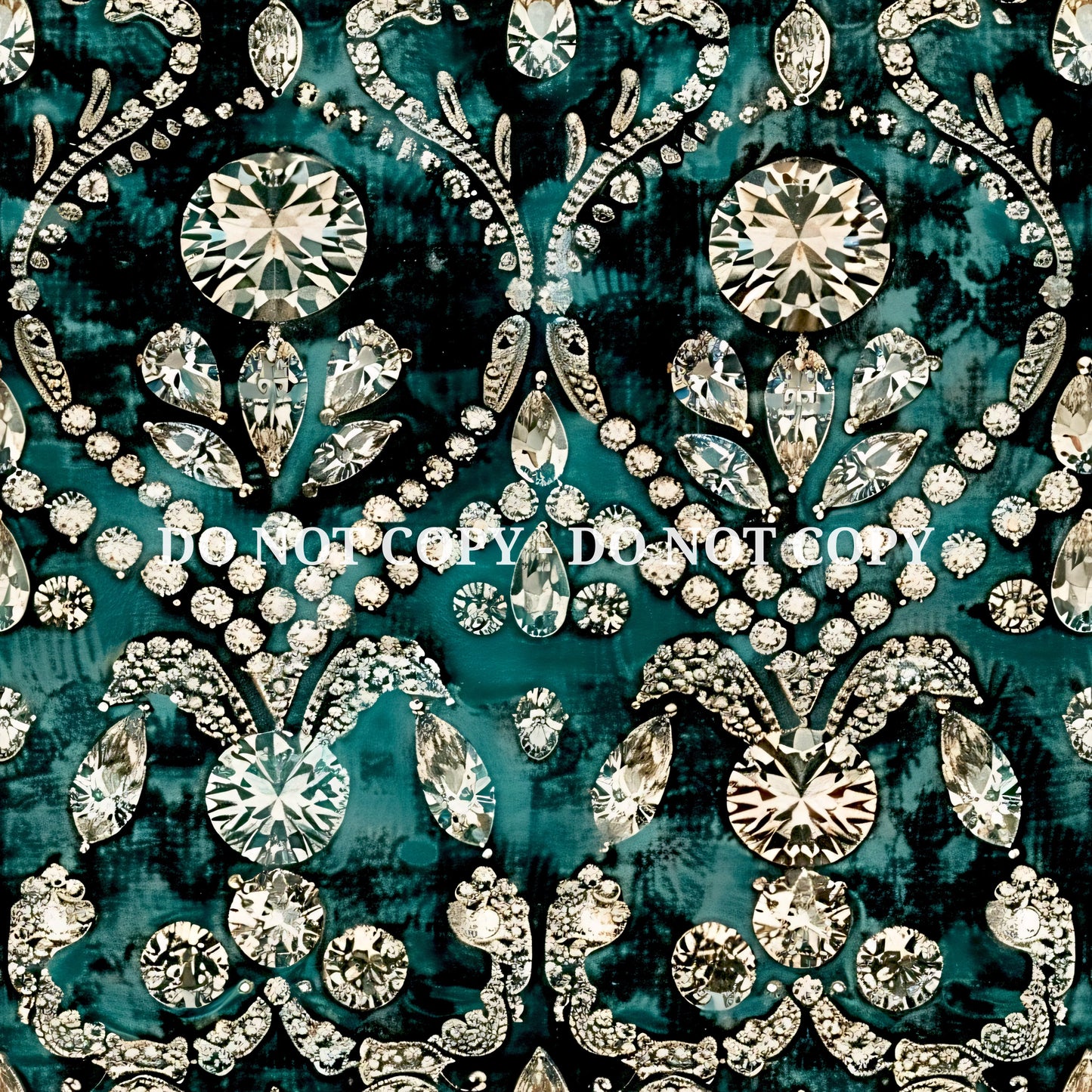 TEAL JEWELED DAMASK - MULTIPLE VARIATIONS
