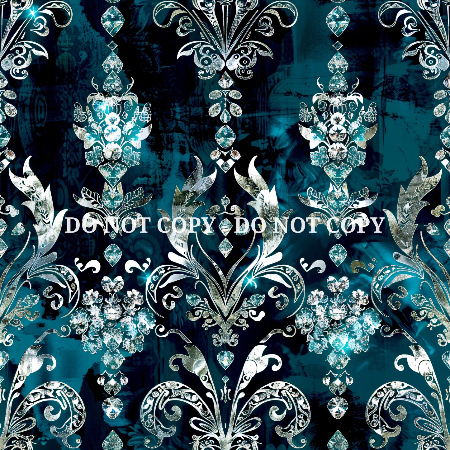 TEAL JEWELED DAMASK - MULTIPLE VARIATIONS