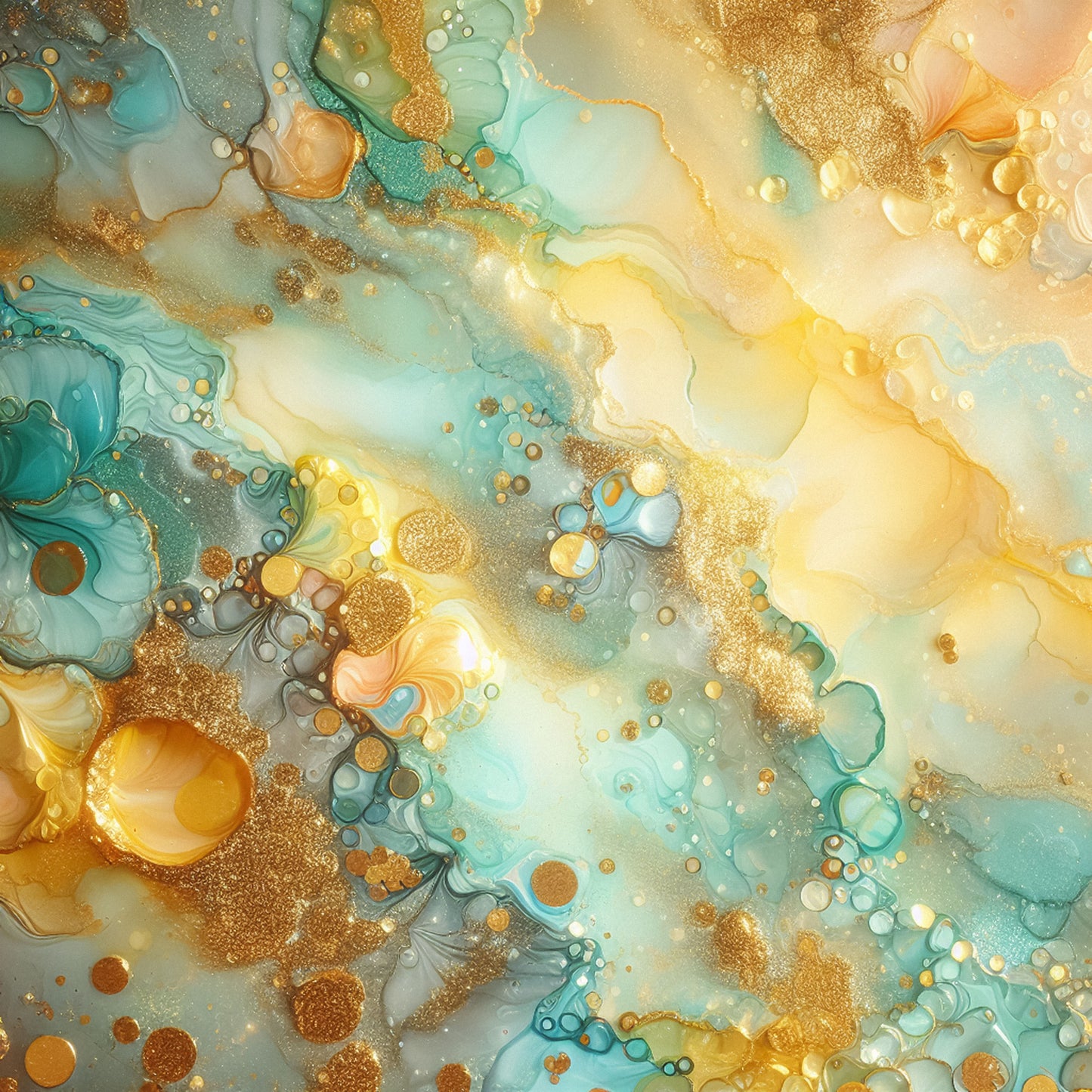 YELLOW AND AQUA ALCOHOL INK PATTERN VINYL - MULTIPLE VARIATIONS