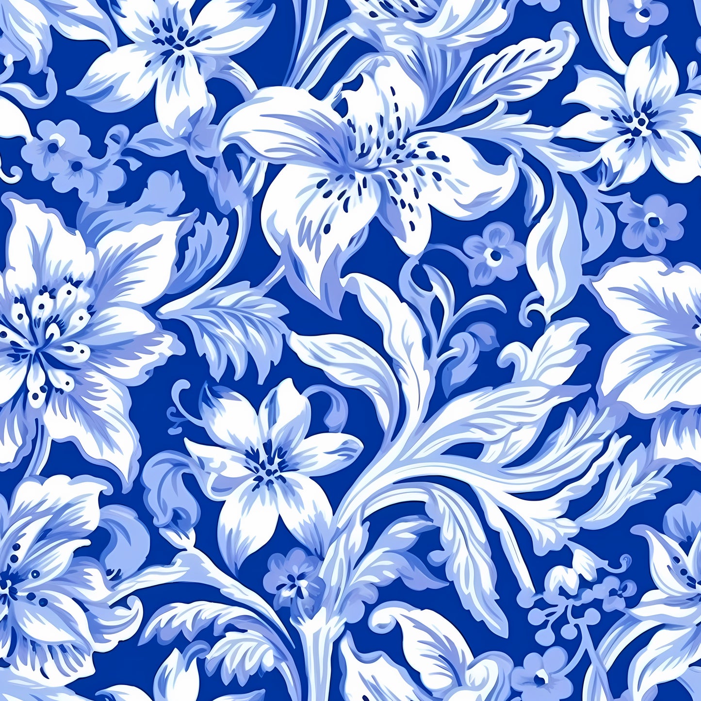 PREPPY WHITE AND BLUE FLORAL - MULTIPLE VARIATIONS
