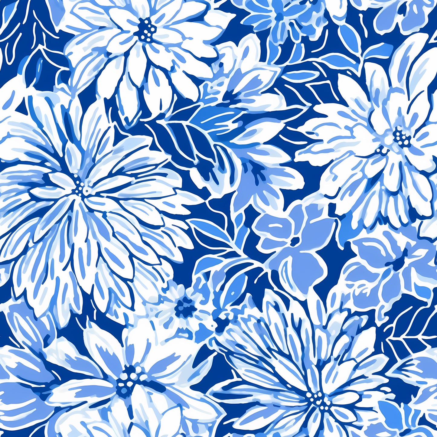 PREPPY WHITE AND BLUE FLORAL - MULTIPLE VARIATIONS