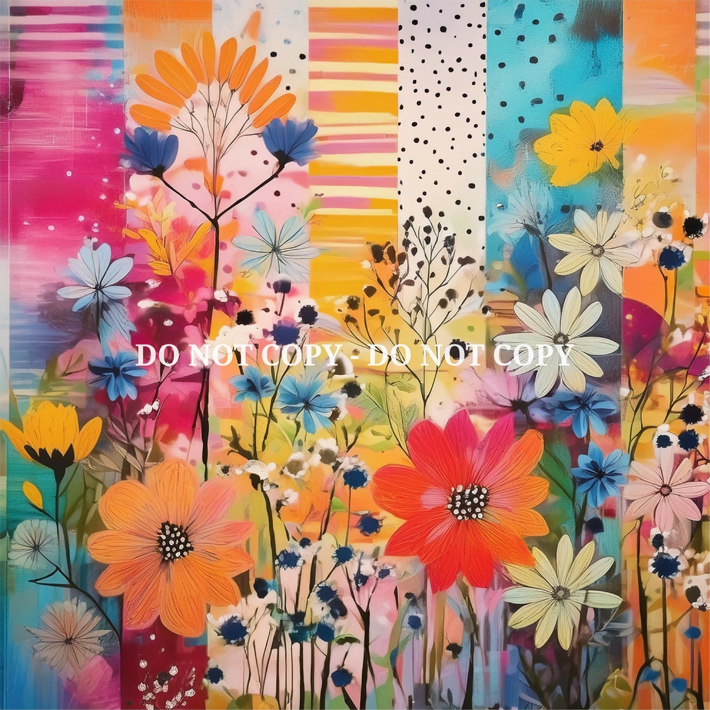 MIXED MEDIA FLOWER PATTERN VINYL - MULTIPLE VARIATIONS