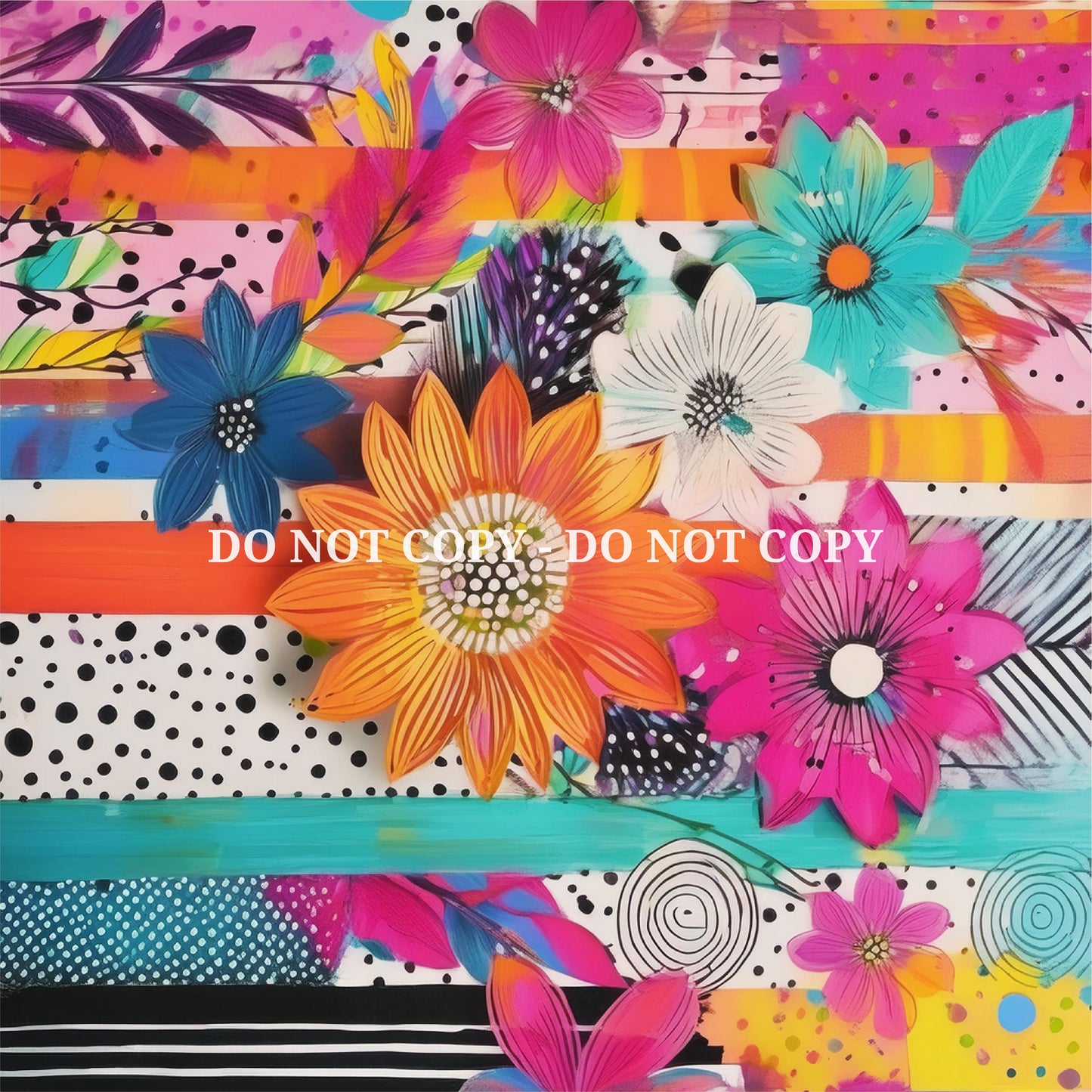 MIXED MEDIA FLOWER PATTERN VINYL - MULTIPLE VARIATIONS