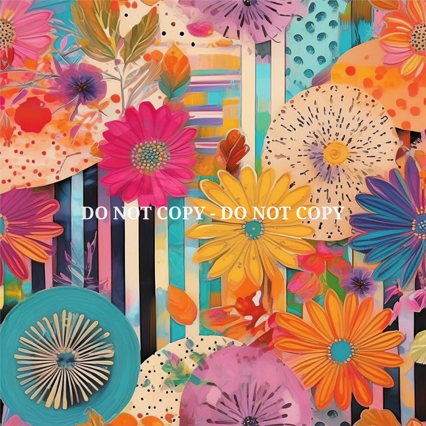 MIXED MEDIA FLOWER PATTERN VINYL - MULTIPLE VARIATIONS