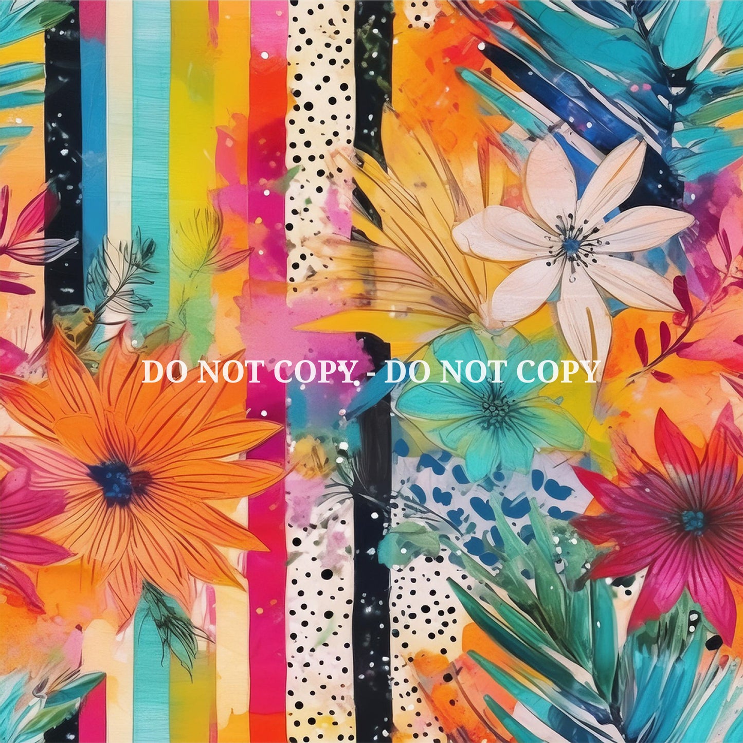 MIXED MEDIA FLOWER PATTERN VINYL - MULTIPLE VARIATIONS