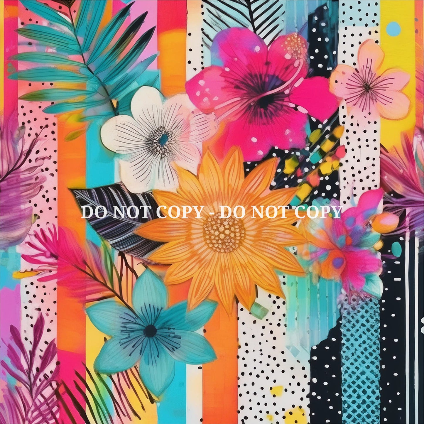 MIXED MEDIA FLOWER PATTERN VINYL - MULTIPLE VARIATIONS