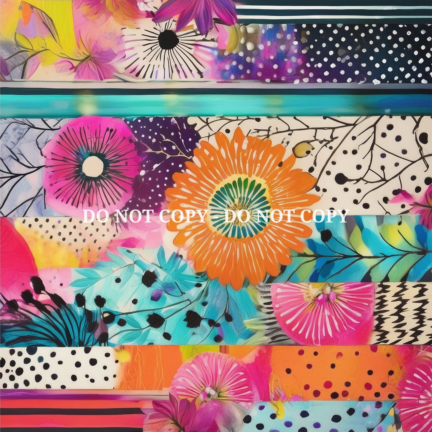 MIXED MEDIA FLOWER PATTERN VINYL - MULTIPLE VARIATIONS