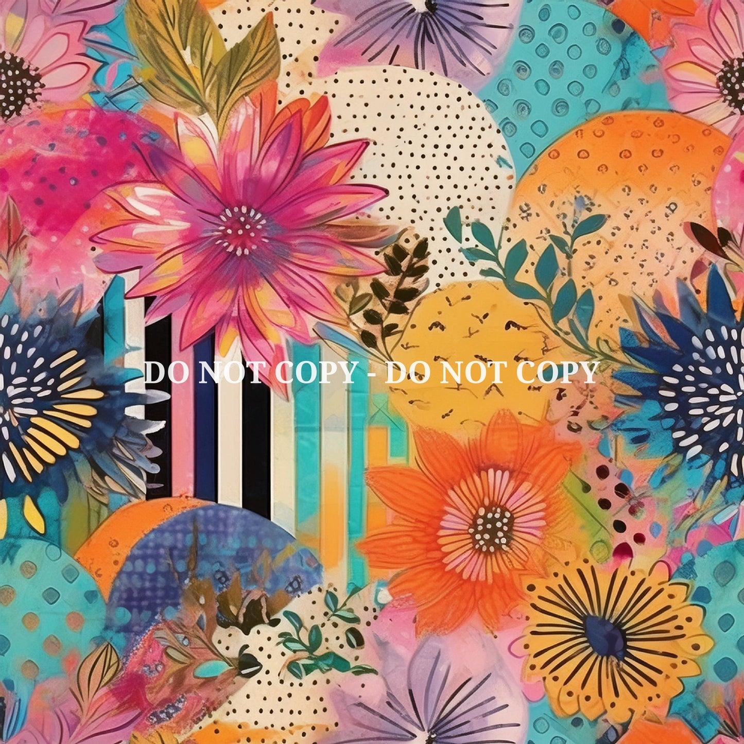 MIXED MEDIA FLOWER PATTERN VINYL - MULTIPLE VARIATIONS