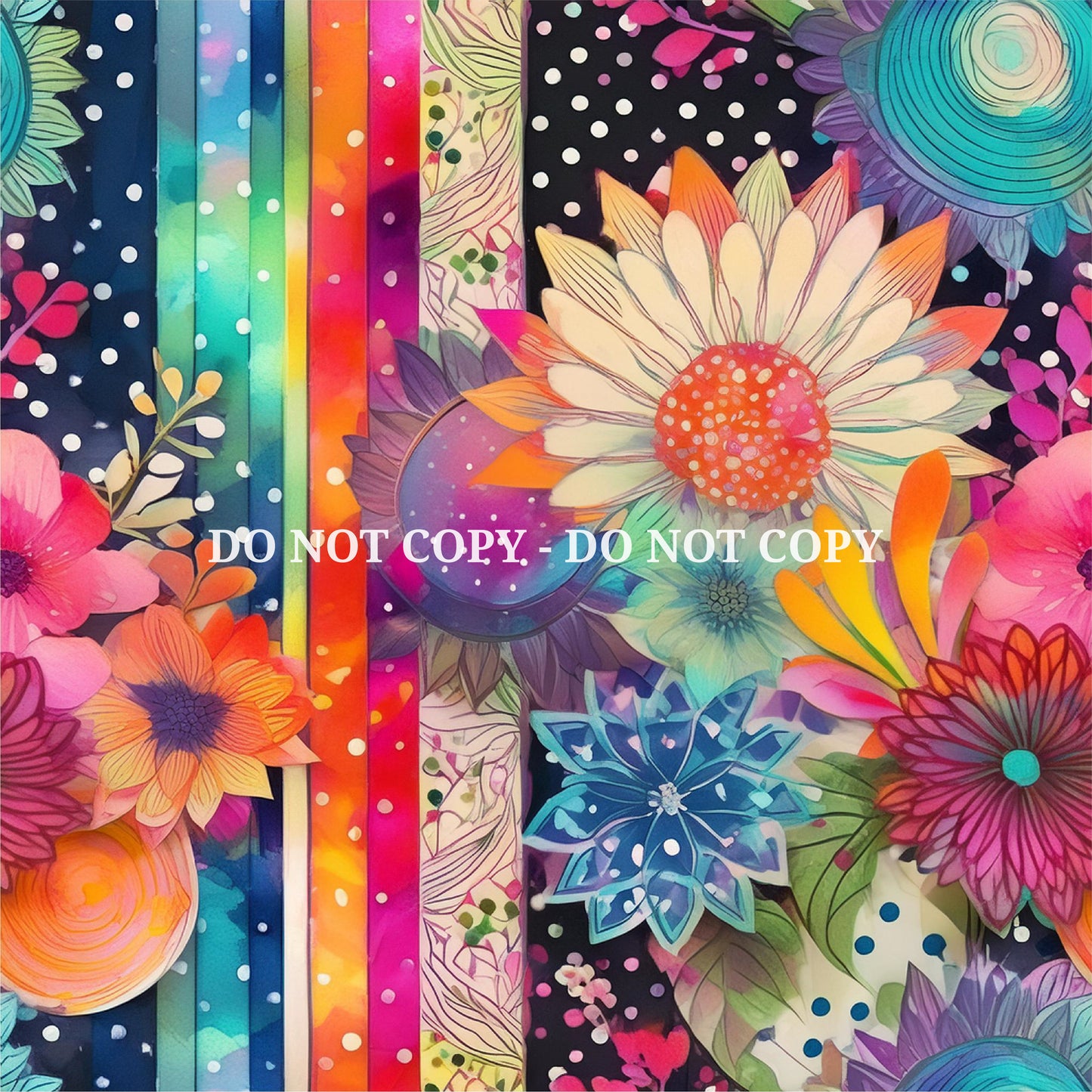 MIXED MEDIA FLOWER PATTERN VINYL - MULTIPLE VARIATIONS