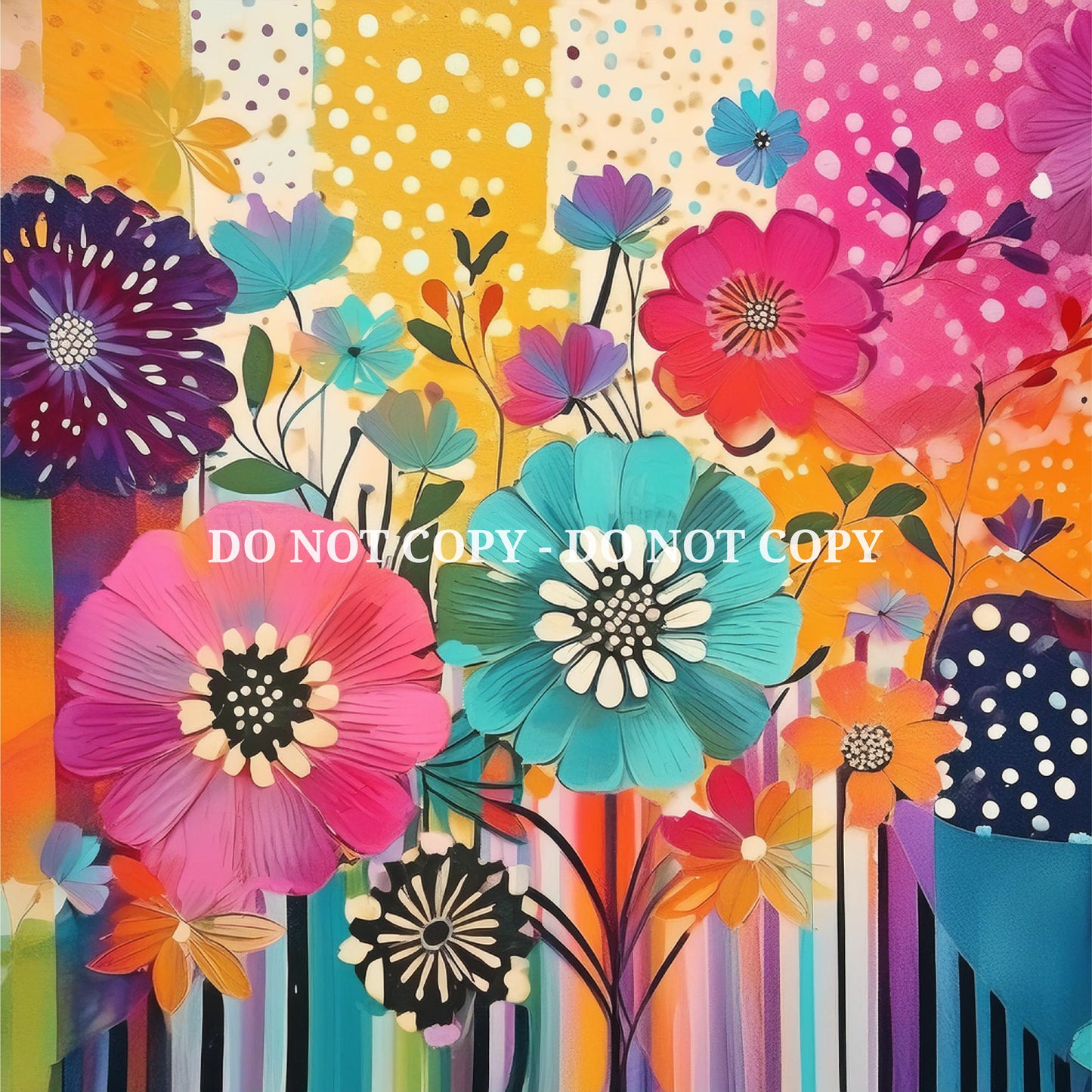 MIXED MEDIA FLOWER PATTERN VINYL - MULTIPLE VARIATIONS