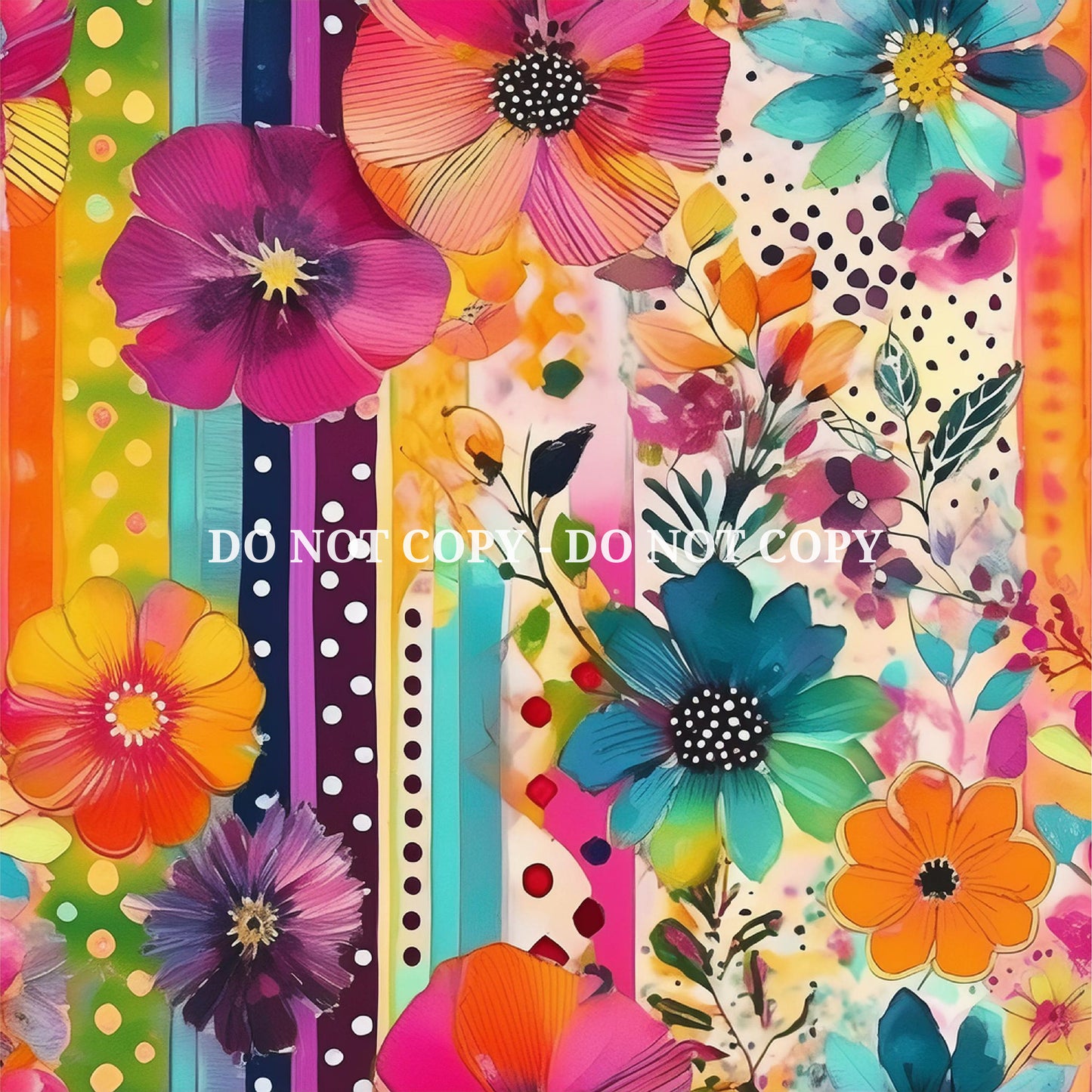 MIXED MEDIA FLOWER PATTERN VINYL - MULTIPLE VARIATIONS