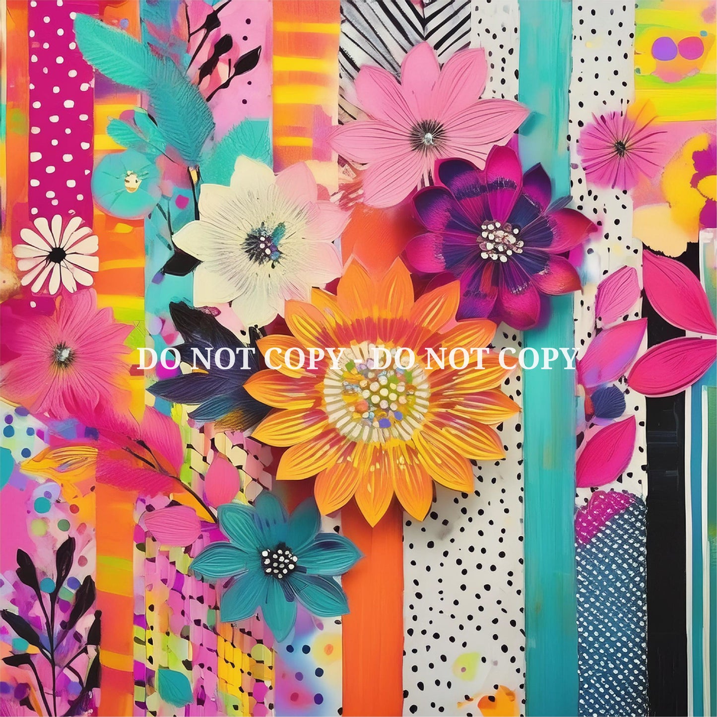 MIXED MEDIA FLOWER PATTERN VINYL - MULTIPLE VARIATIONS