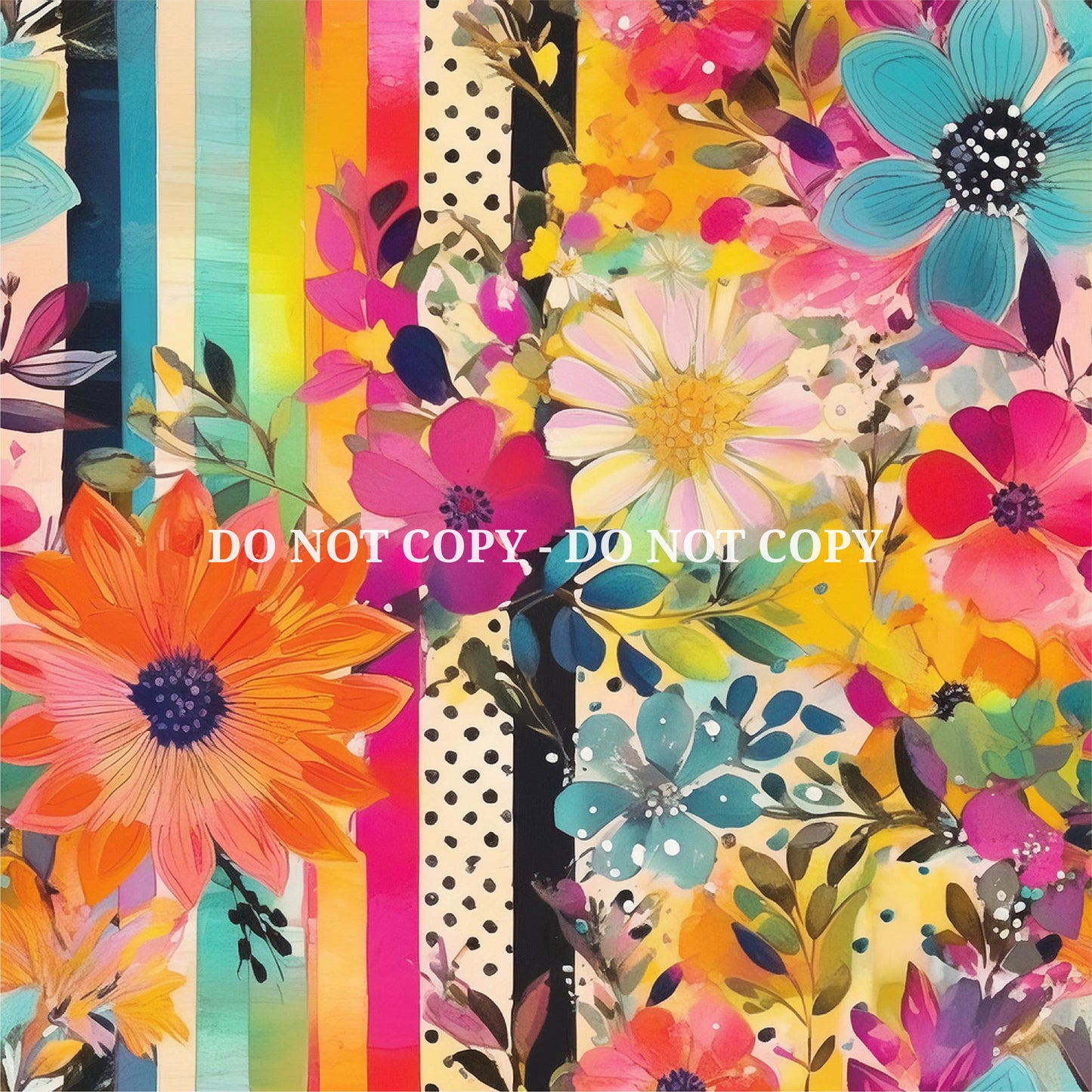 MIXED MEDIA FLOWER PATTERN VINYL - MULTIPLE VARIATIONS