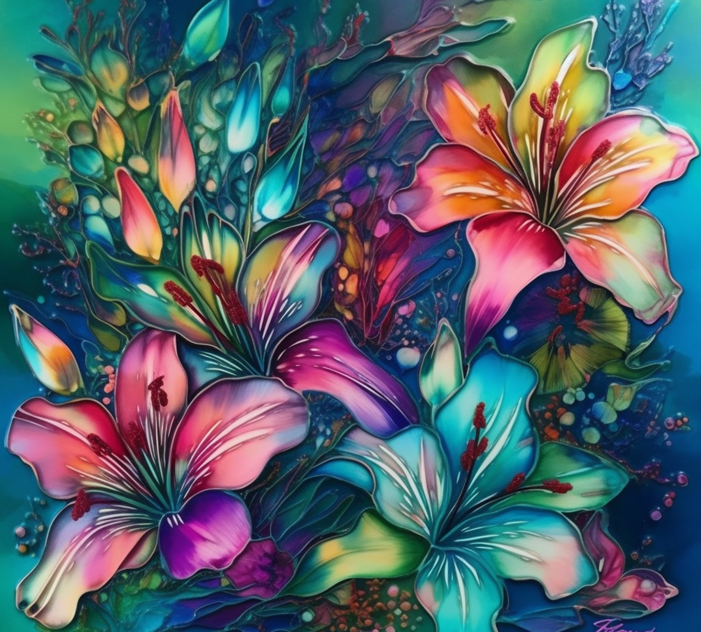 ALCOHOL INK FLOWER 22