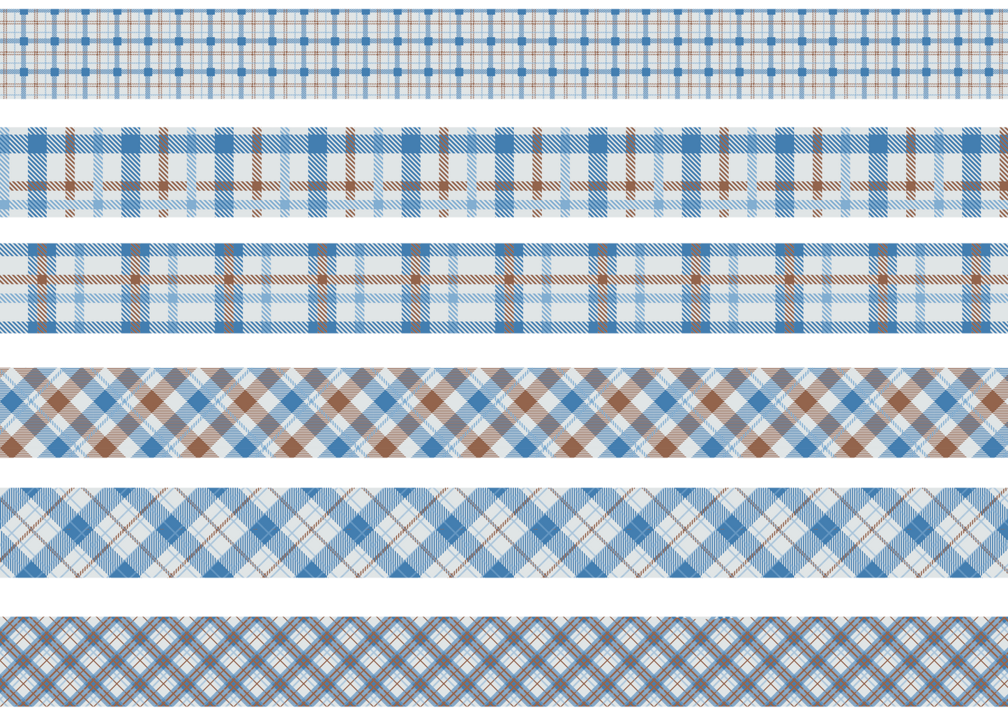 BLUE AND BROWN TARTAN STRIPES - FLAIR SHEET - PINE AND FEATHERS DESIGN