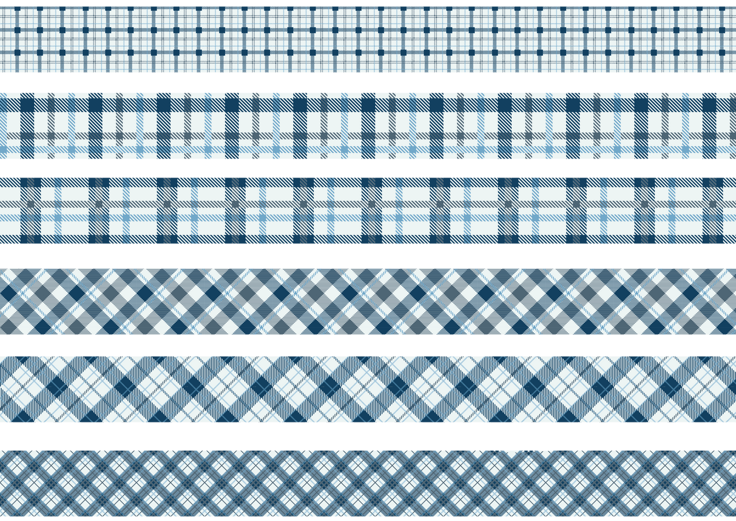 BLUE AND SILVER TARTAN STRIPES - FLAIR SHEET - PINE AND FEATHERS DESIGN