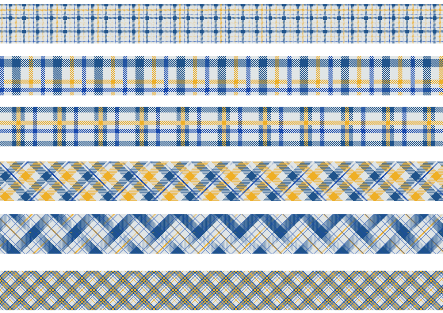 BLUE AND YELLOW TARTAN STRIPES - FLAIR SHEET - PINE AND FEATHERS DESIGN