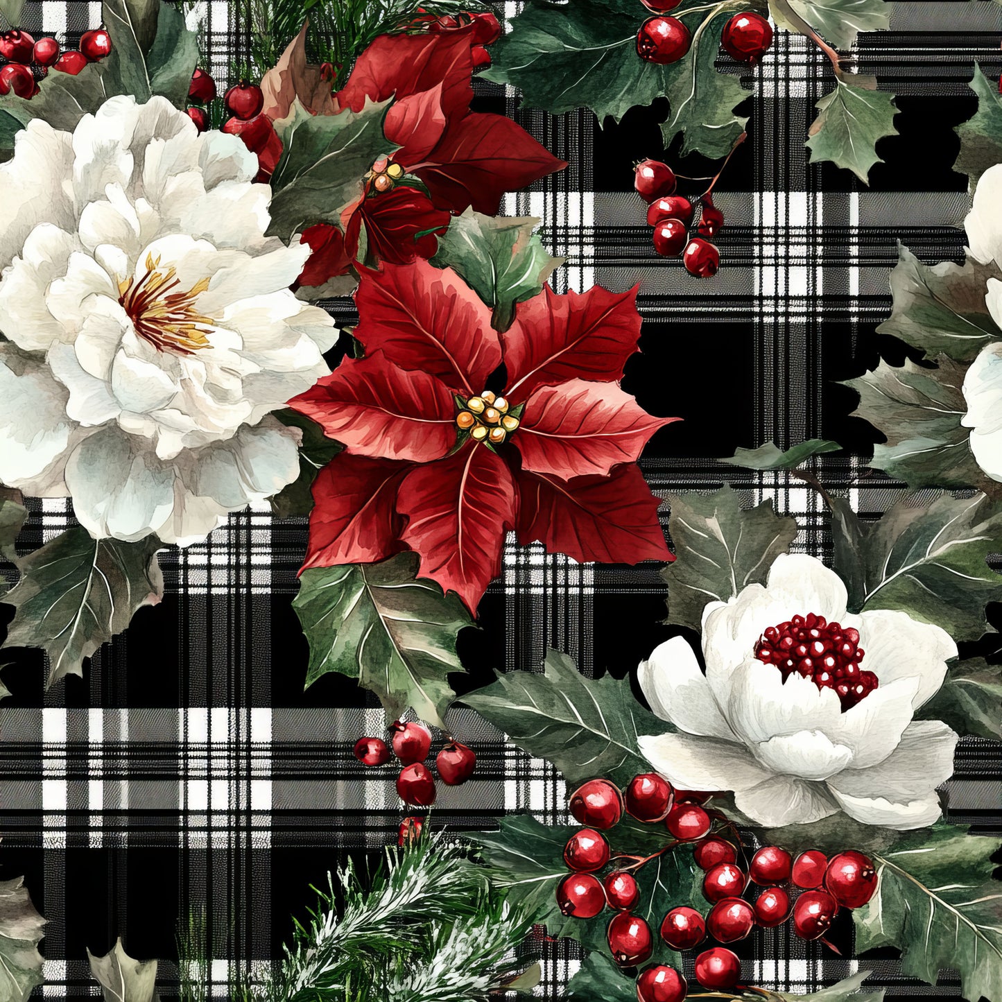 CHRISTMAS BLOOMING PLAID - MULTIPLE VARIATIONS