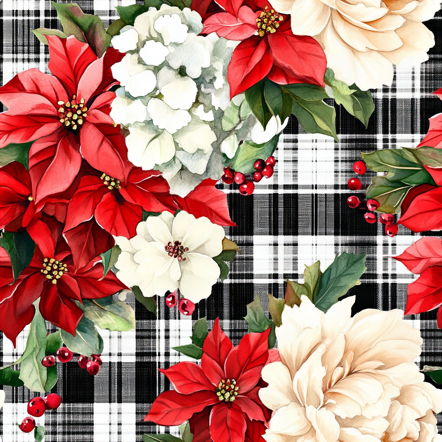 CHRISTMAS BLOOMING PLAID - MULTIPLE VARIATIONS