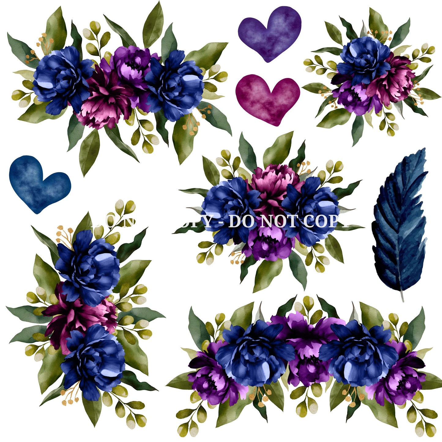 DARK BLUE AND PURPLE FLORAL - FLAIR SHEET