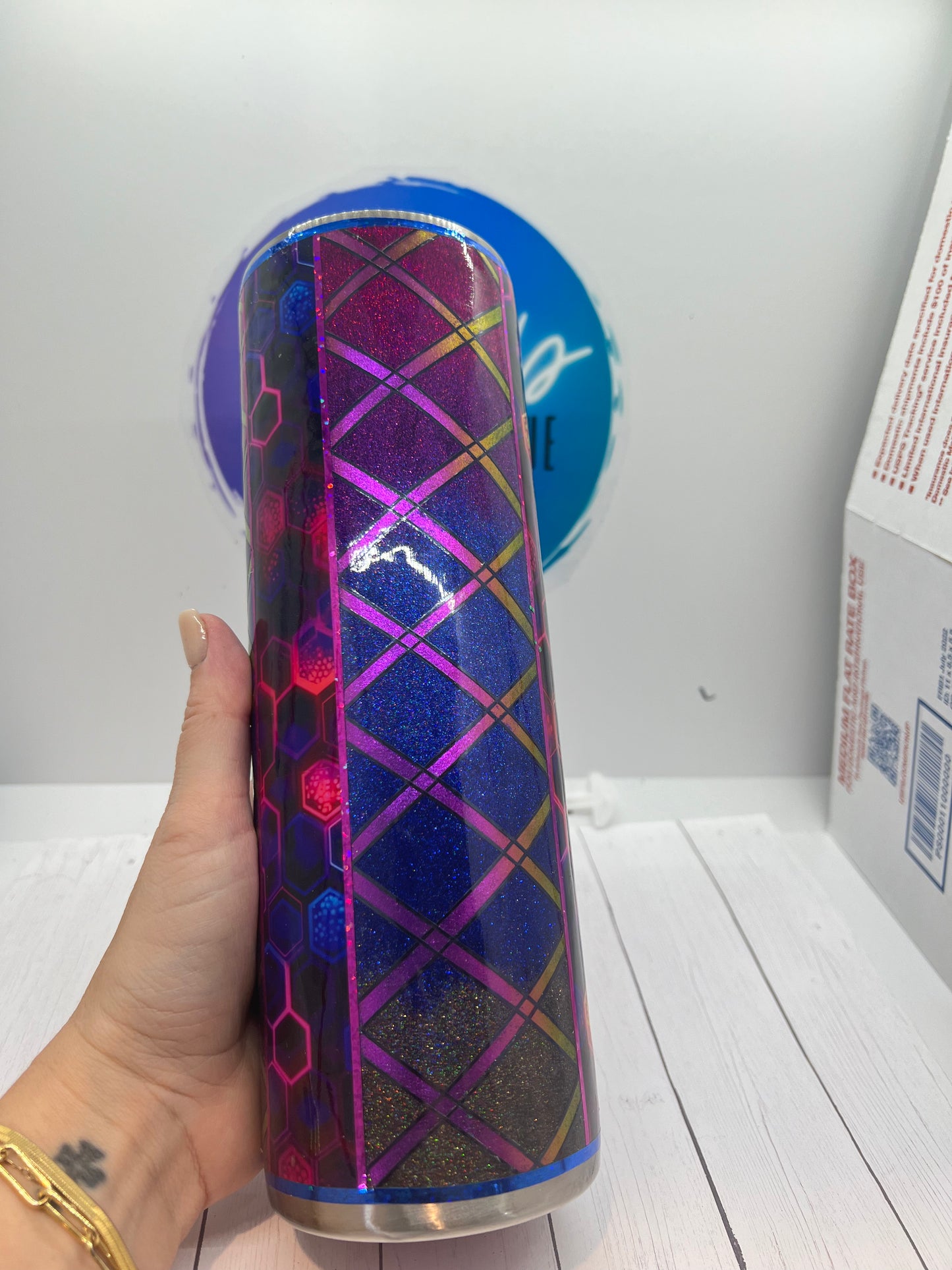 Hexagon Weave Template Tumbler