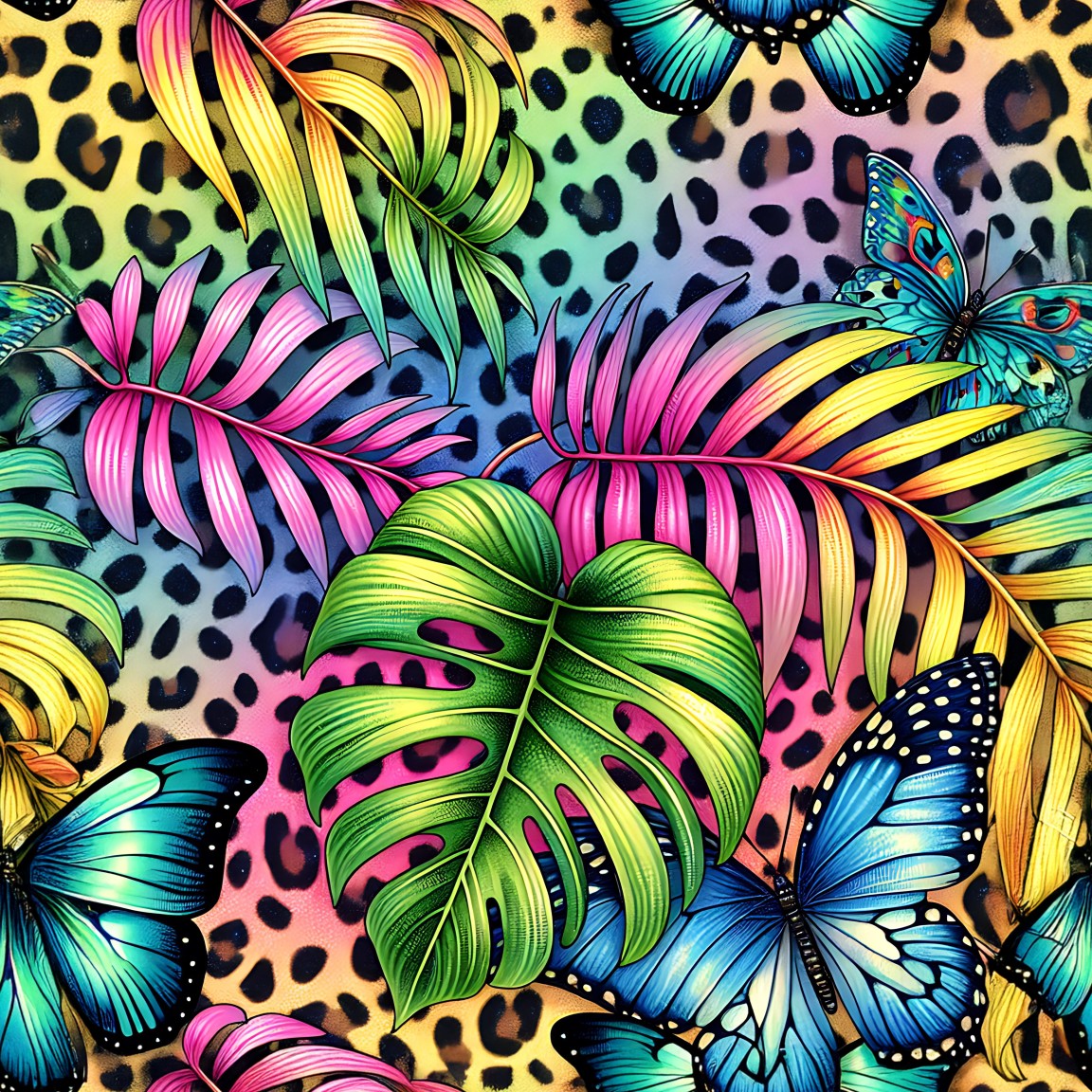 NEON MONSTERA 2 - PATTERN VINYL