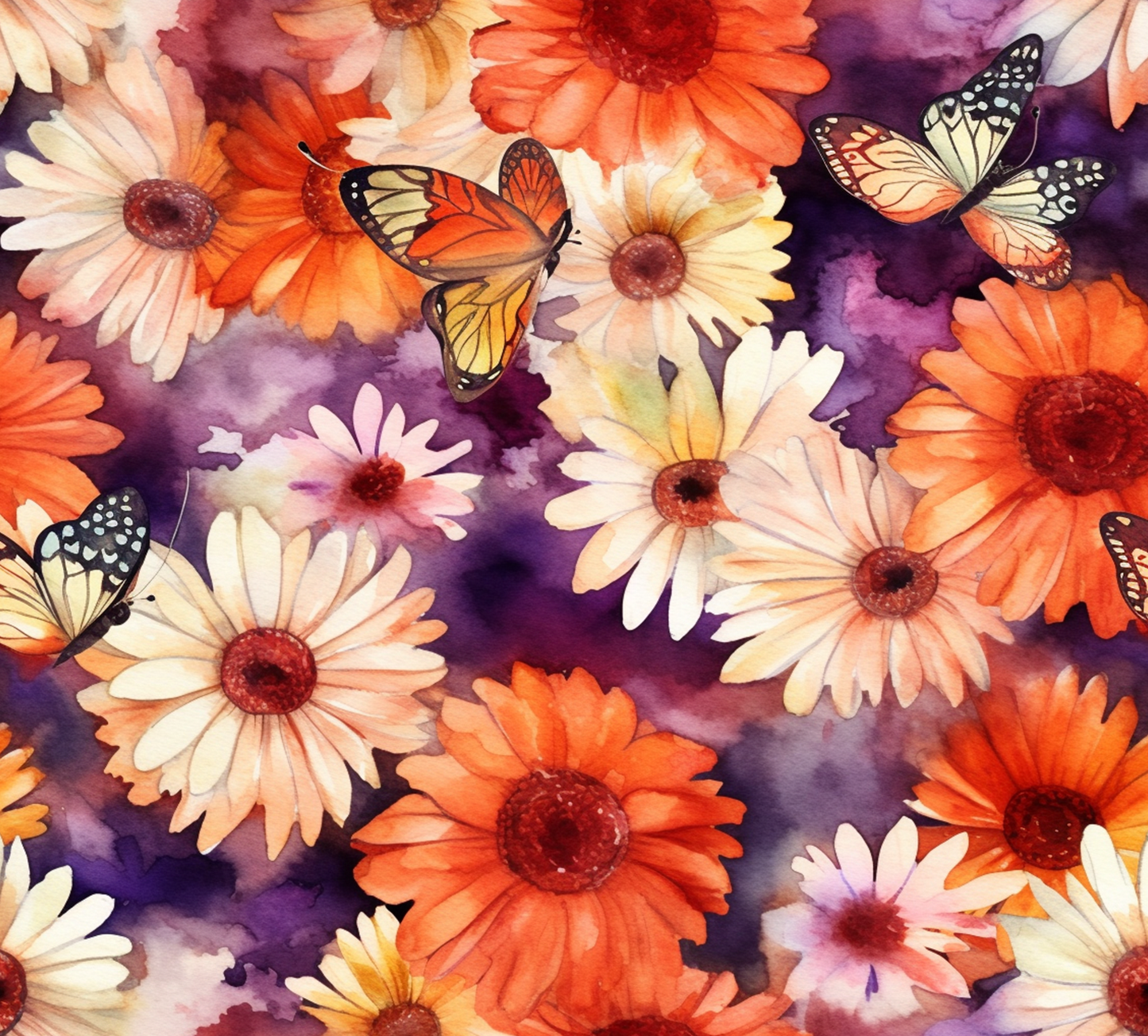 ORANGE PURPLE FLOWERS Q253