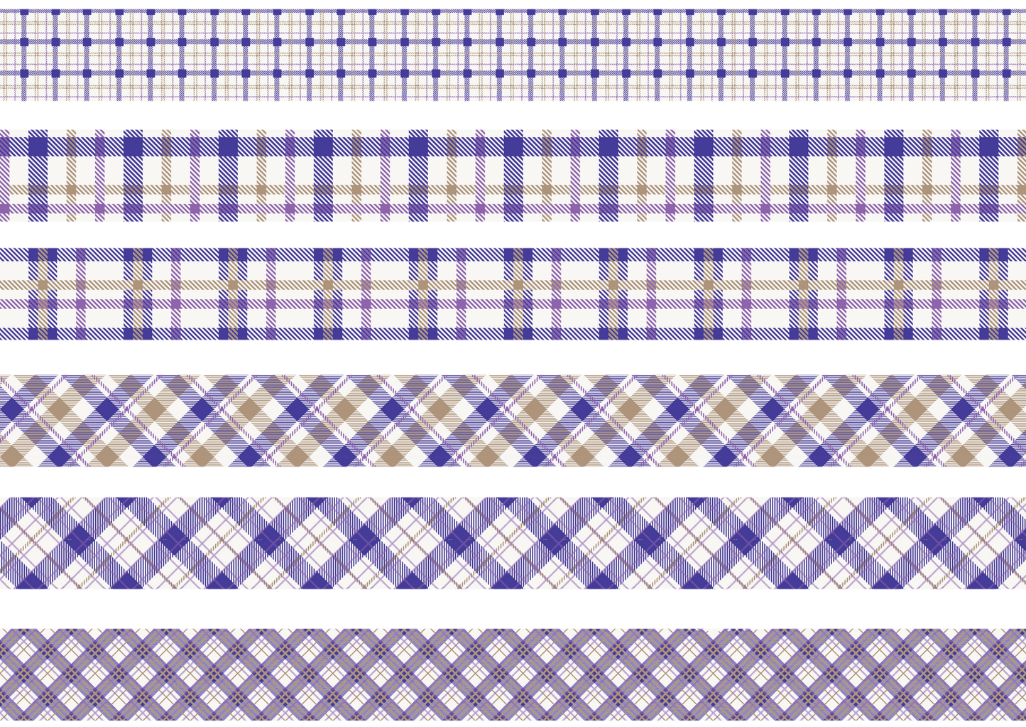 PURPLE AND GOLD TARTAN STRIPES- MAGICAL WINTER - FLAIR SHEET - PINE AND FEATHERS DESIGN