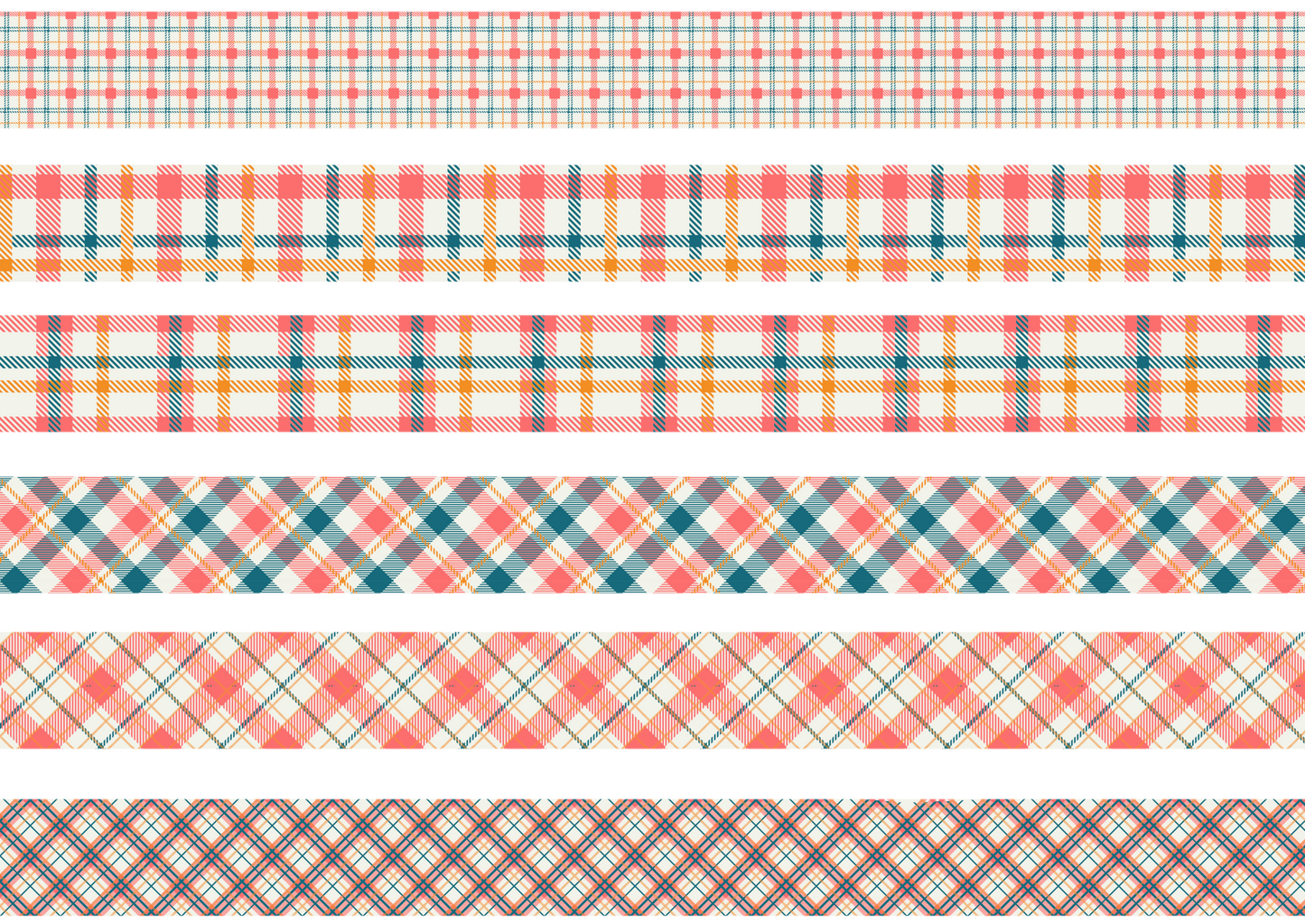 SALMON, NAVY AND GOLD TARTAN STRIPES - FLAIR SHEET - PINE AND FEATHERS DESIGN
