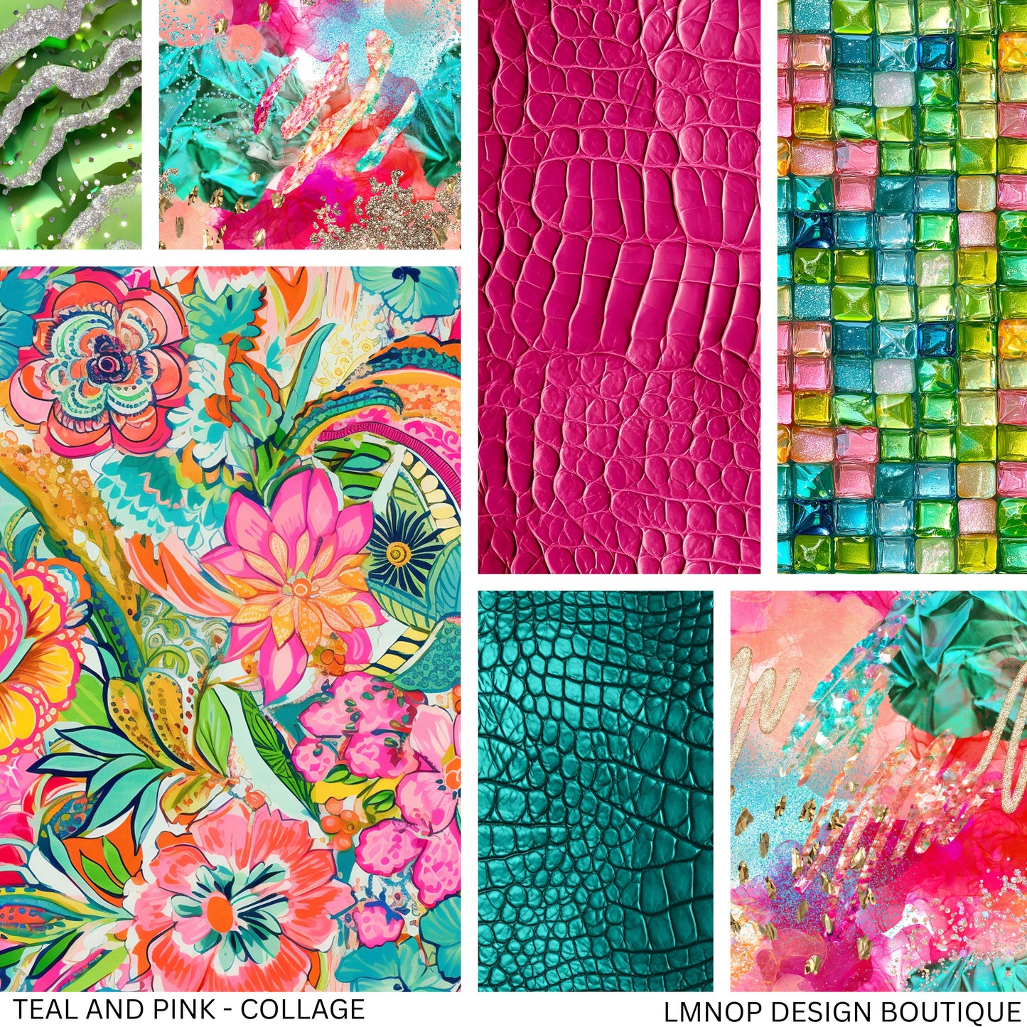 TEAL AND PINK - COLLAGE VINYL