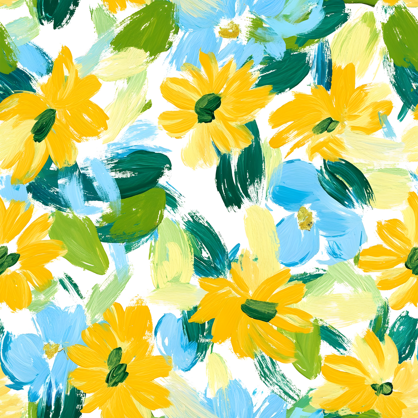 TURQUOISE AND YELLOW FLORAL - MULTIPLE VARIATIONS
