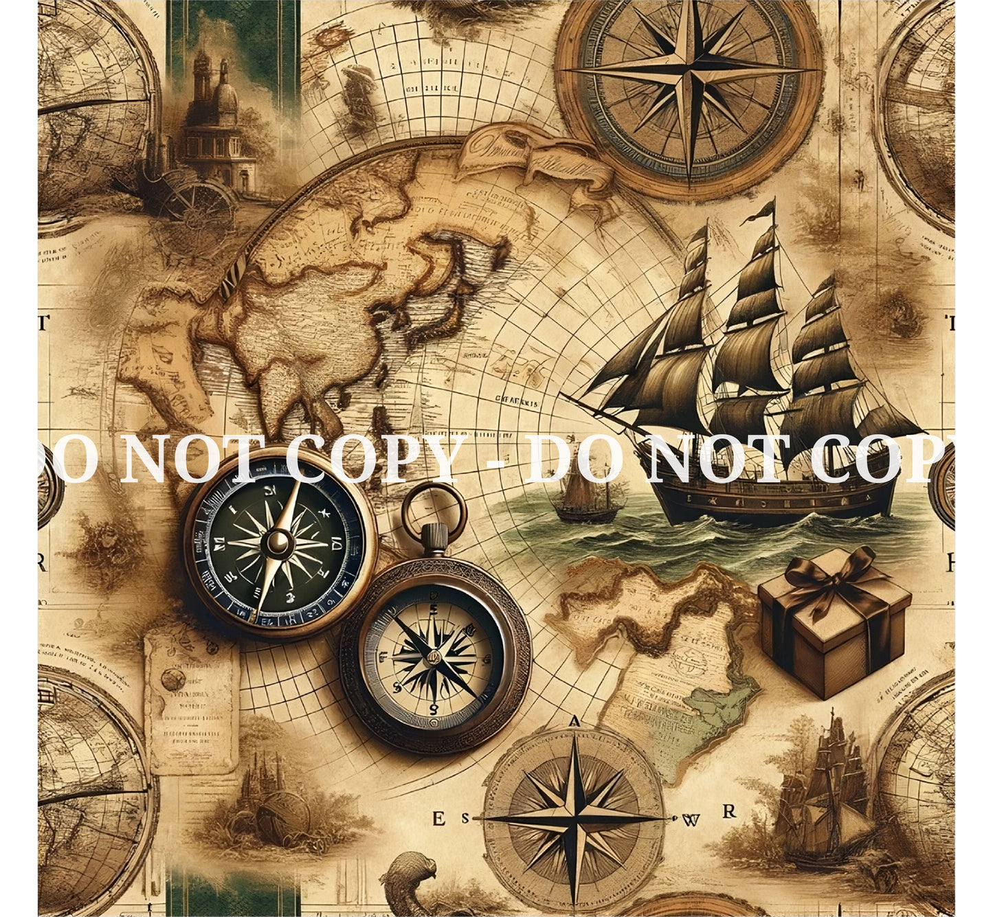 VINTAGE MAP PATTERN VINYL - MULTIPLE VARIATIONS