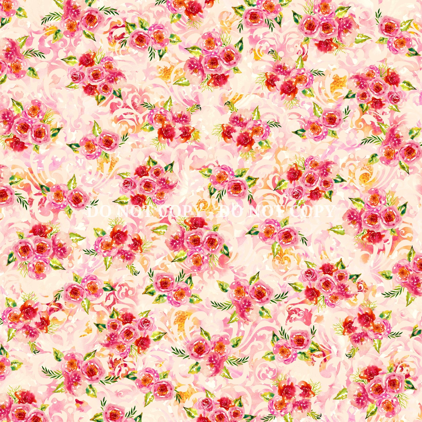 WATERCOLOR PEACH AND PINK FLORALS PATTERN VINYL - MULTIPLE VARIATIONS