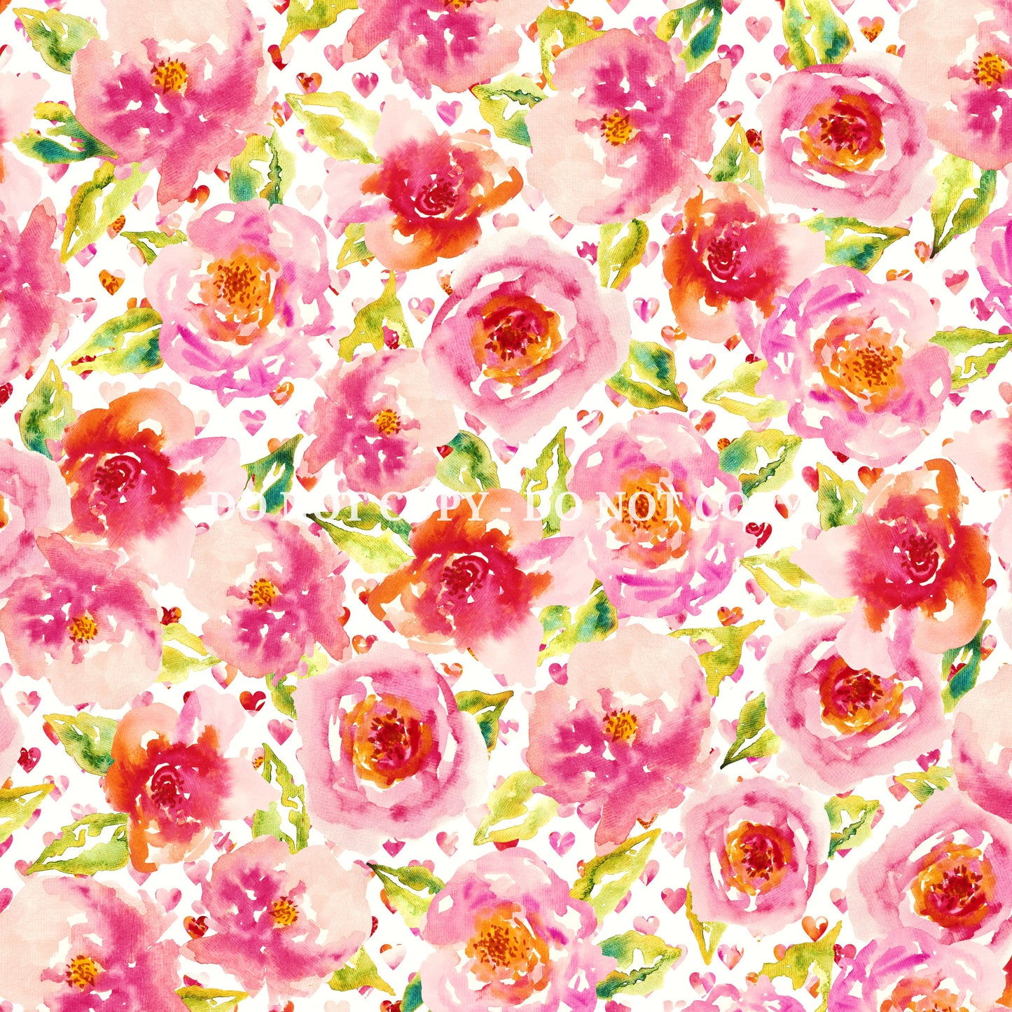 WATERCOLOR PEACH AND PINK FLORALS PATTERN VINYL - MULTIPLE VARIATIONS