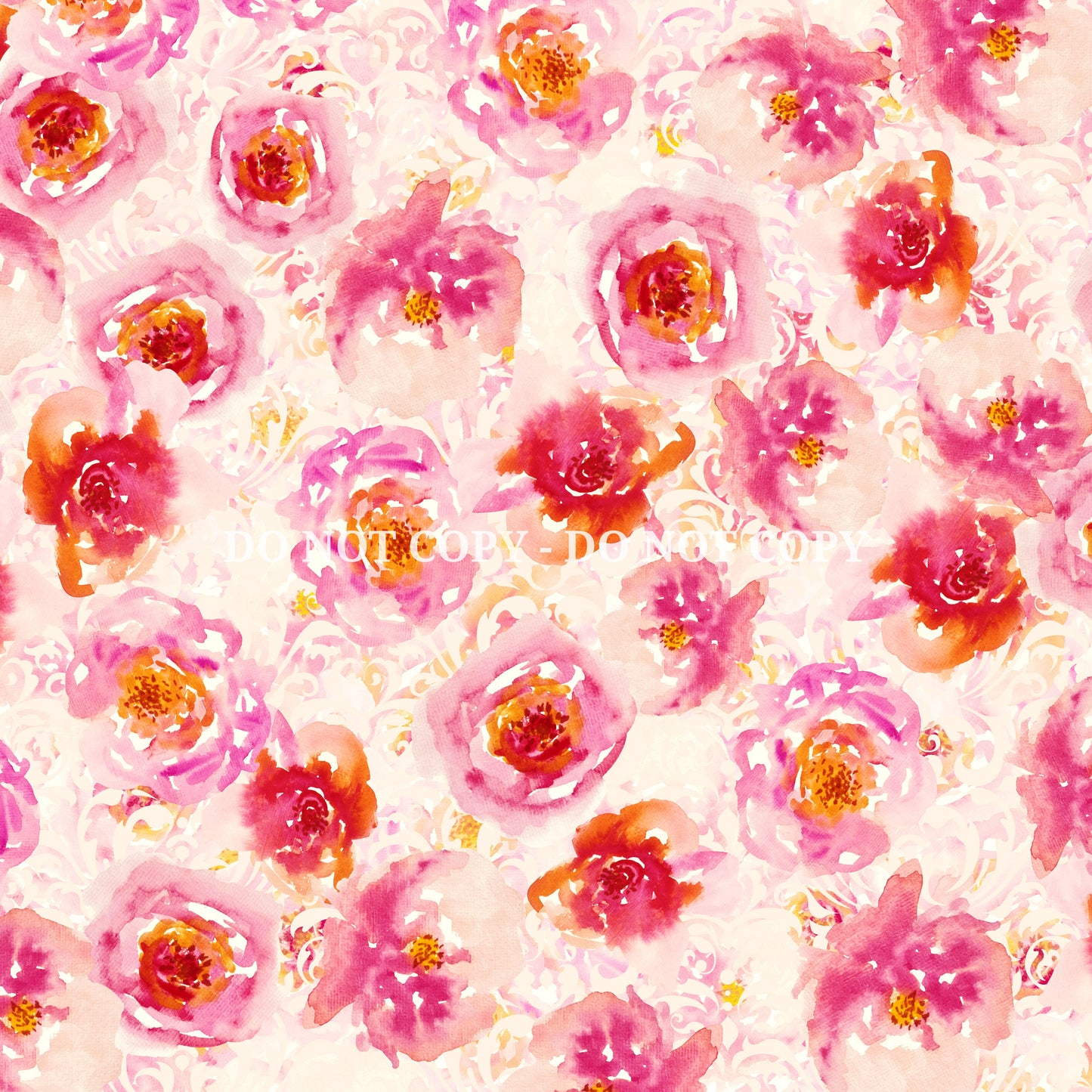WATERCOLOR PEACH AND PINK FLORALS PATTERN VINYL - MULTIPLE VARIATIONS